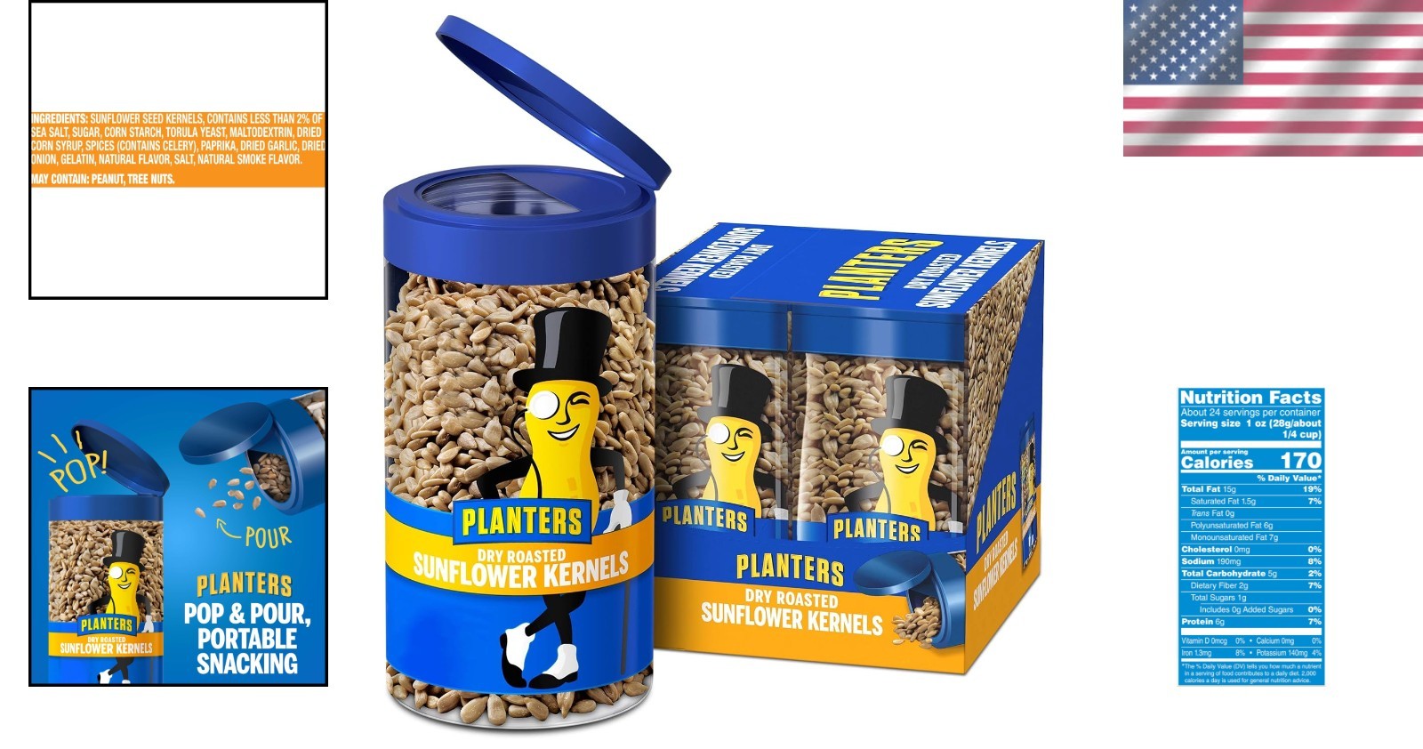 Fresh & Crunchy Sunflower Seeds with Snap-Top Jar – 4 Pack 5.85oz Ideal for Kids