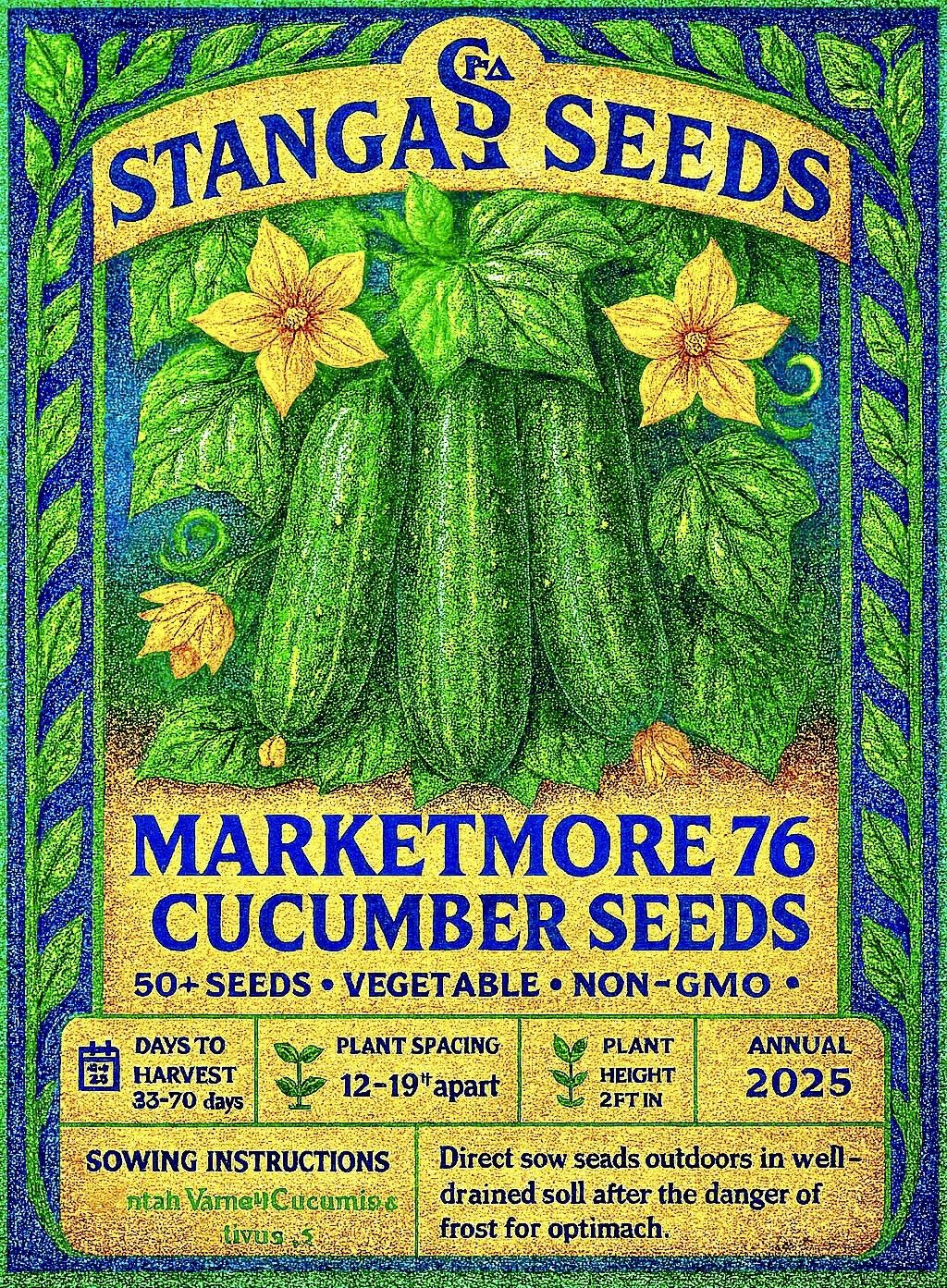 Marketmore 76 Cucumber Seeds, NON-GMO, Variety Sizes Sold, FREE SHIP