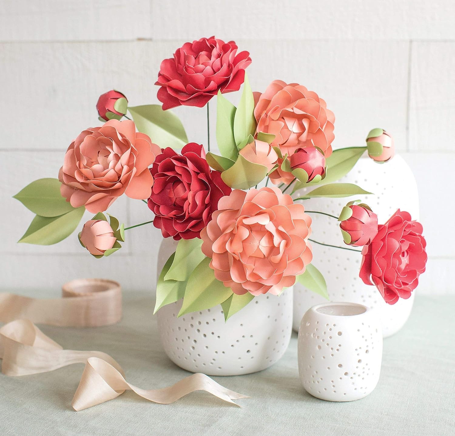 Frosted Paper Blooms Camellia Flowers 6″ x 6.5″ Colors may vary 21 Count