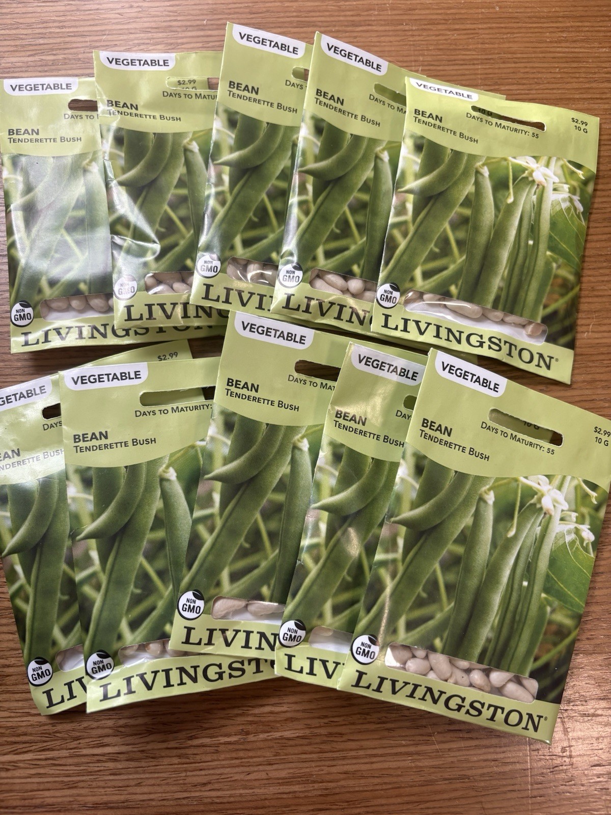 10 PACKS OF 10G Livingston Seeds Tenderette Bush Bean Non-GMO Vegetable Seeds