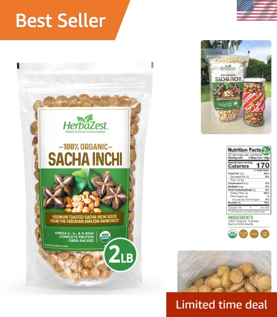 Nutty Flavor & Crunch: 2 LB Organic Sacha Inchi Seeds – Rich in Omega & Protein