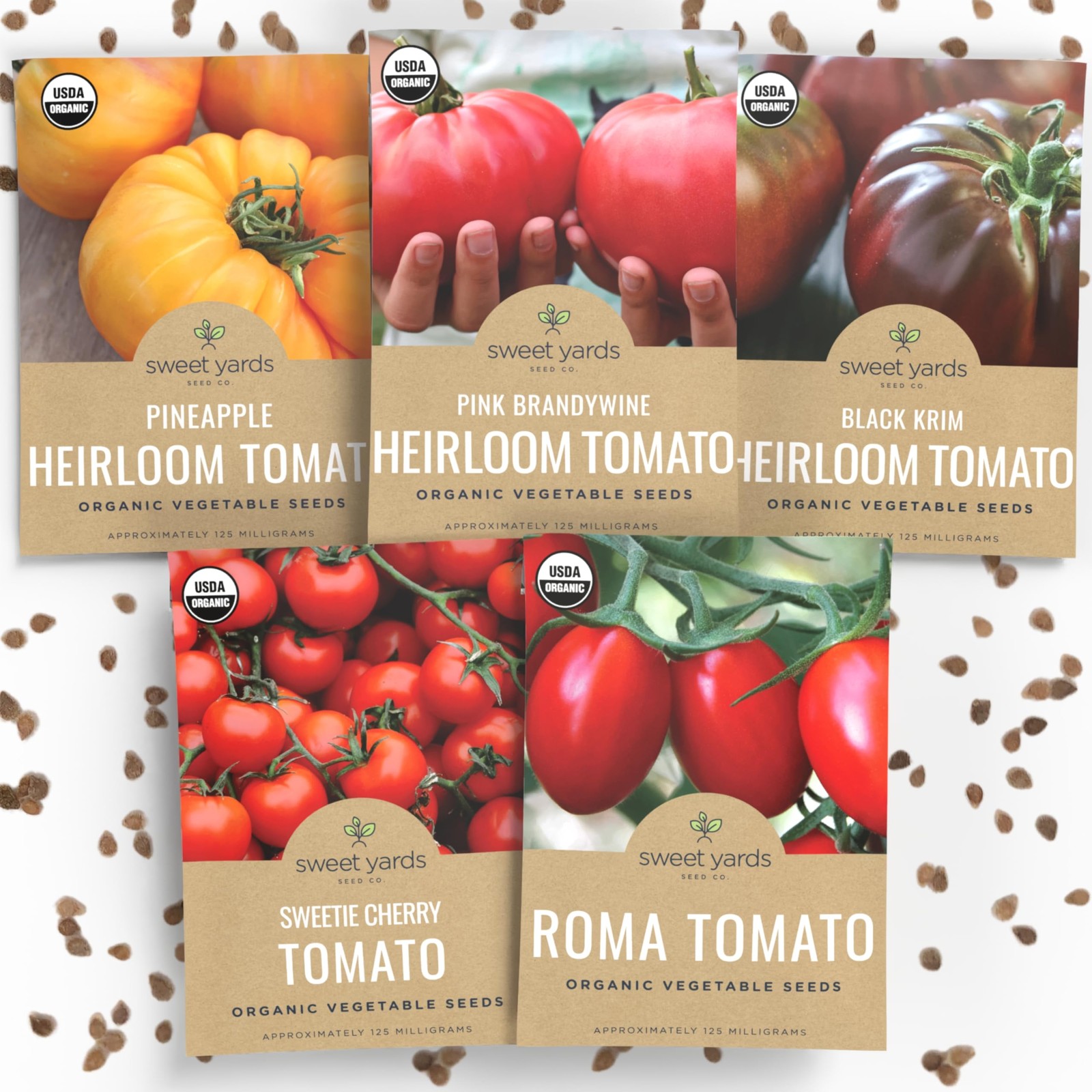 Organic Tomato Seeds Variety Pack 5 Individual Packs 2026 Season Roma, Pin…
