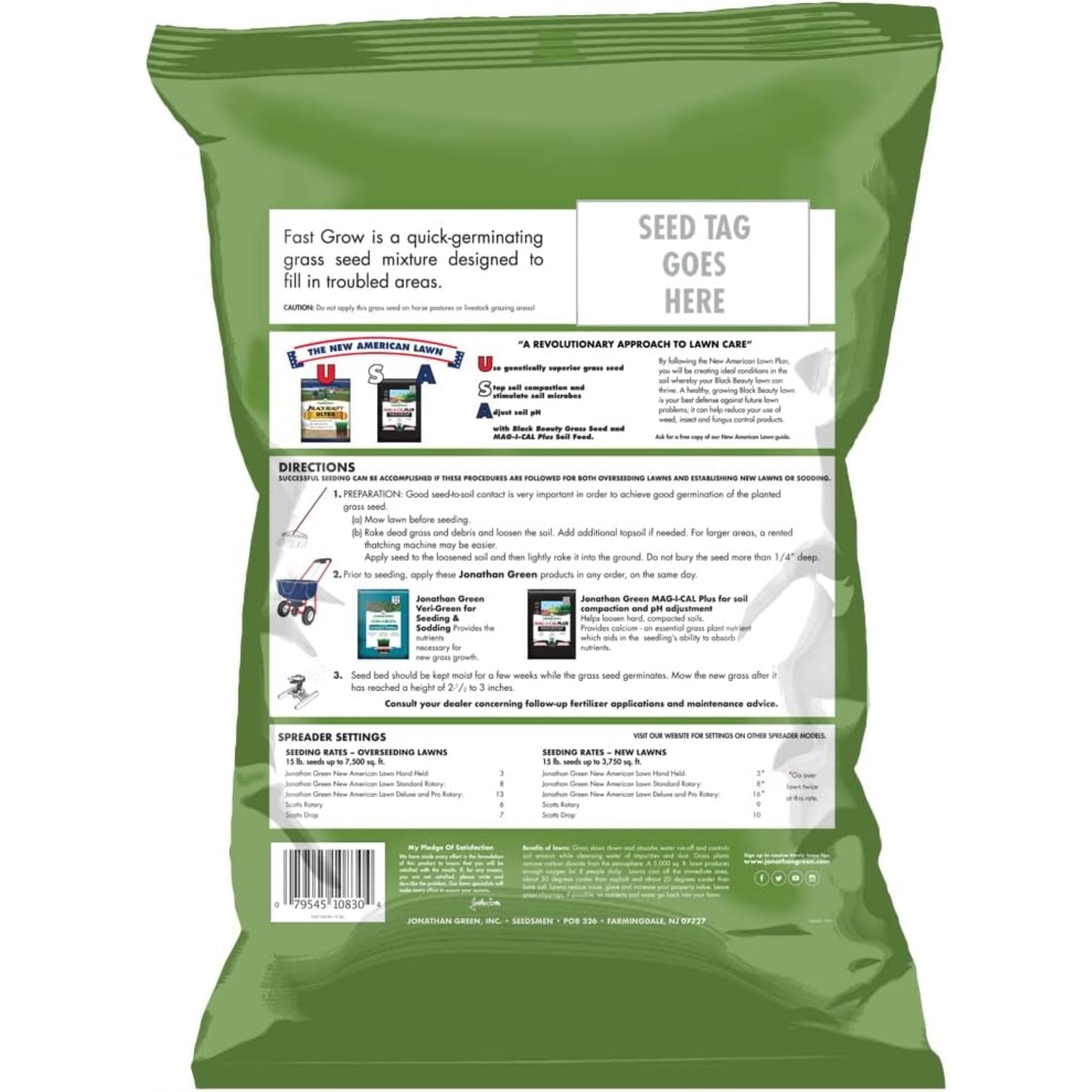 Jonathan Green (#10830) Fast Grow Grass Seed Mixture, 15lb bag, 4 Pack