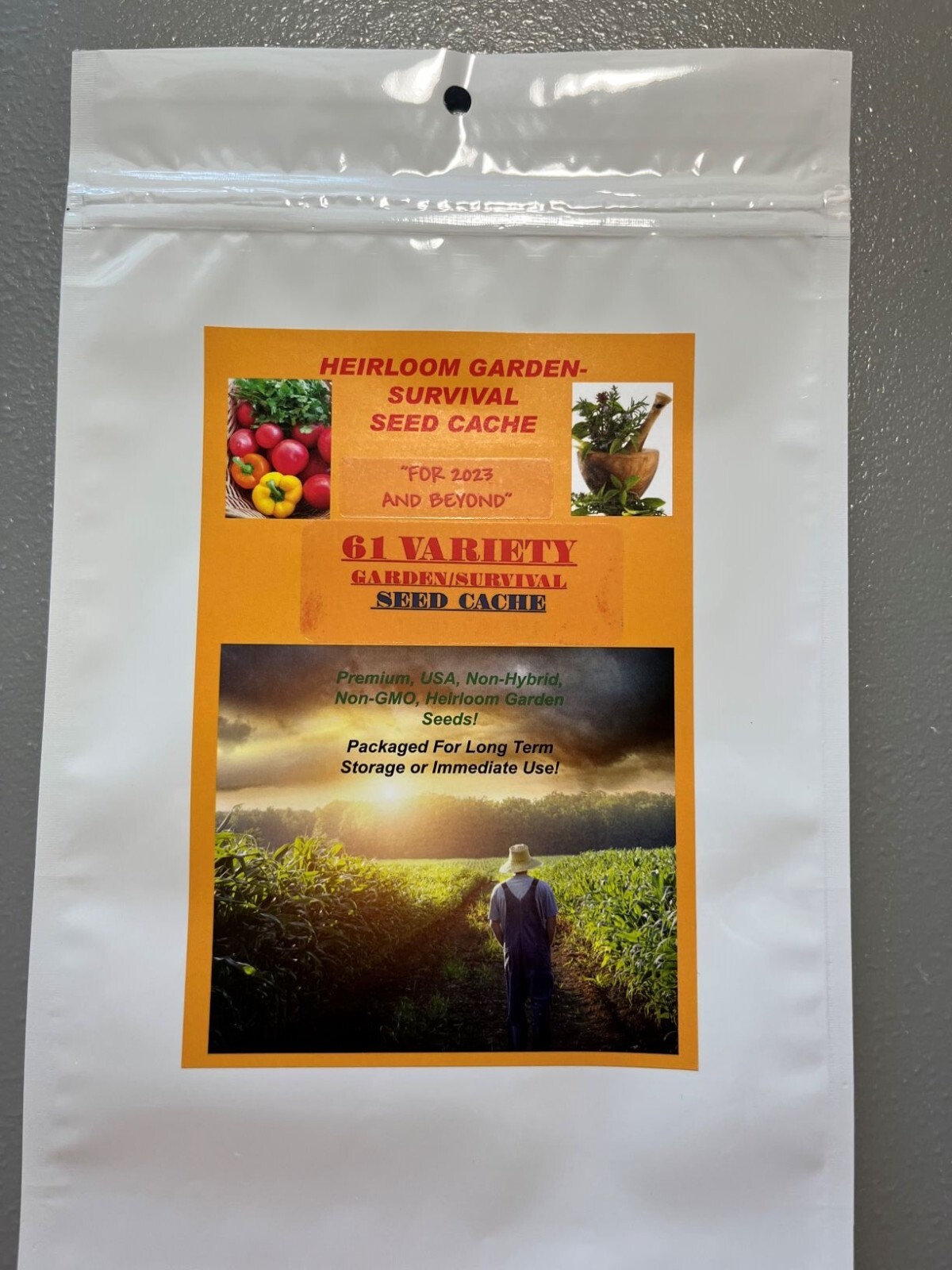 Garden/Survival Seed Cache “Heirloom 61” Varieties! 23,000+ Guaranteed Fresh