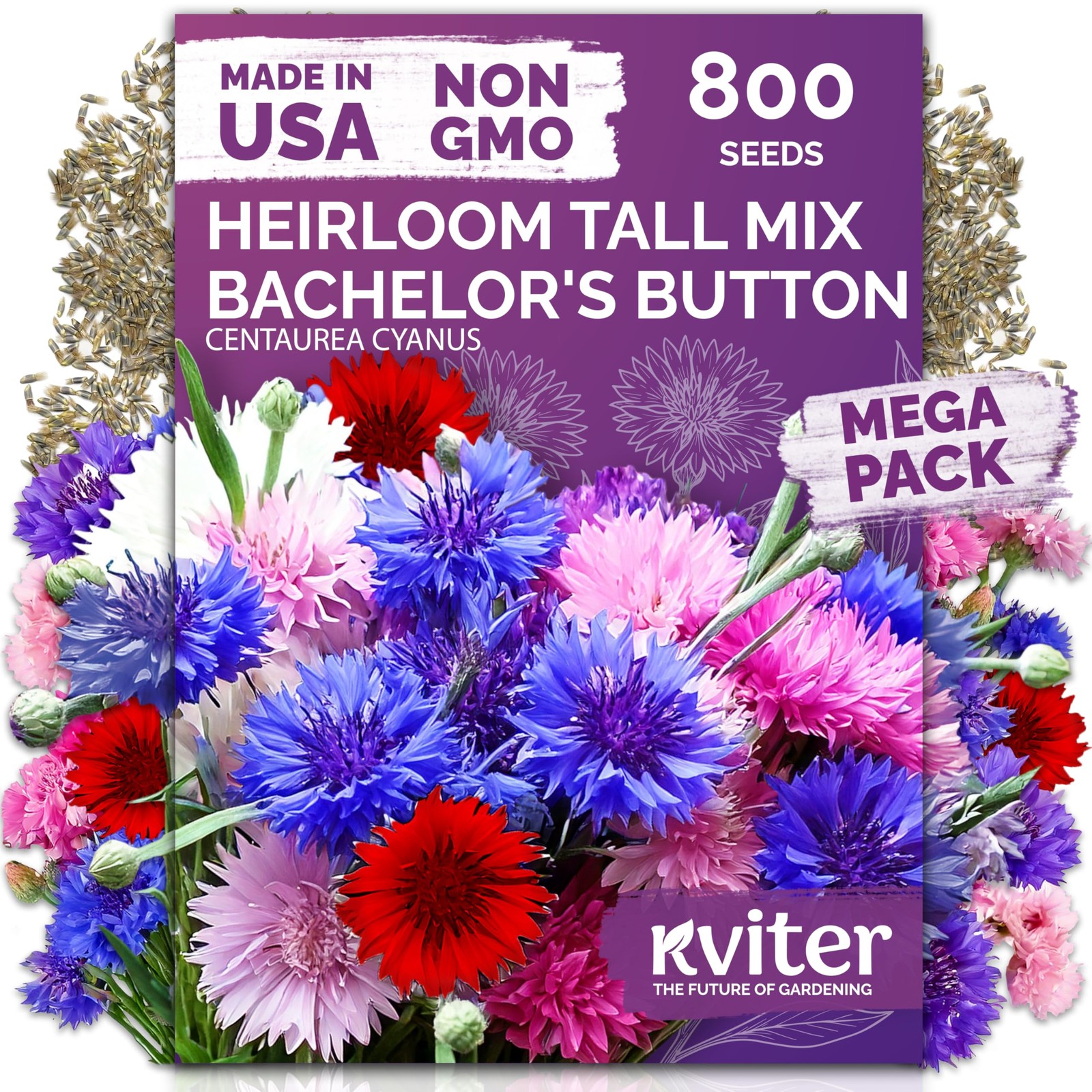 800 Mix Bachelor Button Seeds Centaurea cyanus – Cornflower Seed Mix, Bachelo…