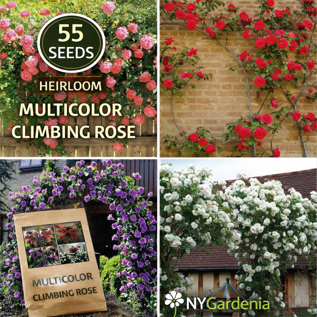 55 Multicolor Climbing Rose Seeds Heirloom Garden Flower Vine Easy Grow
