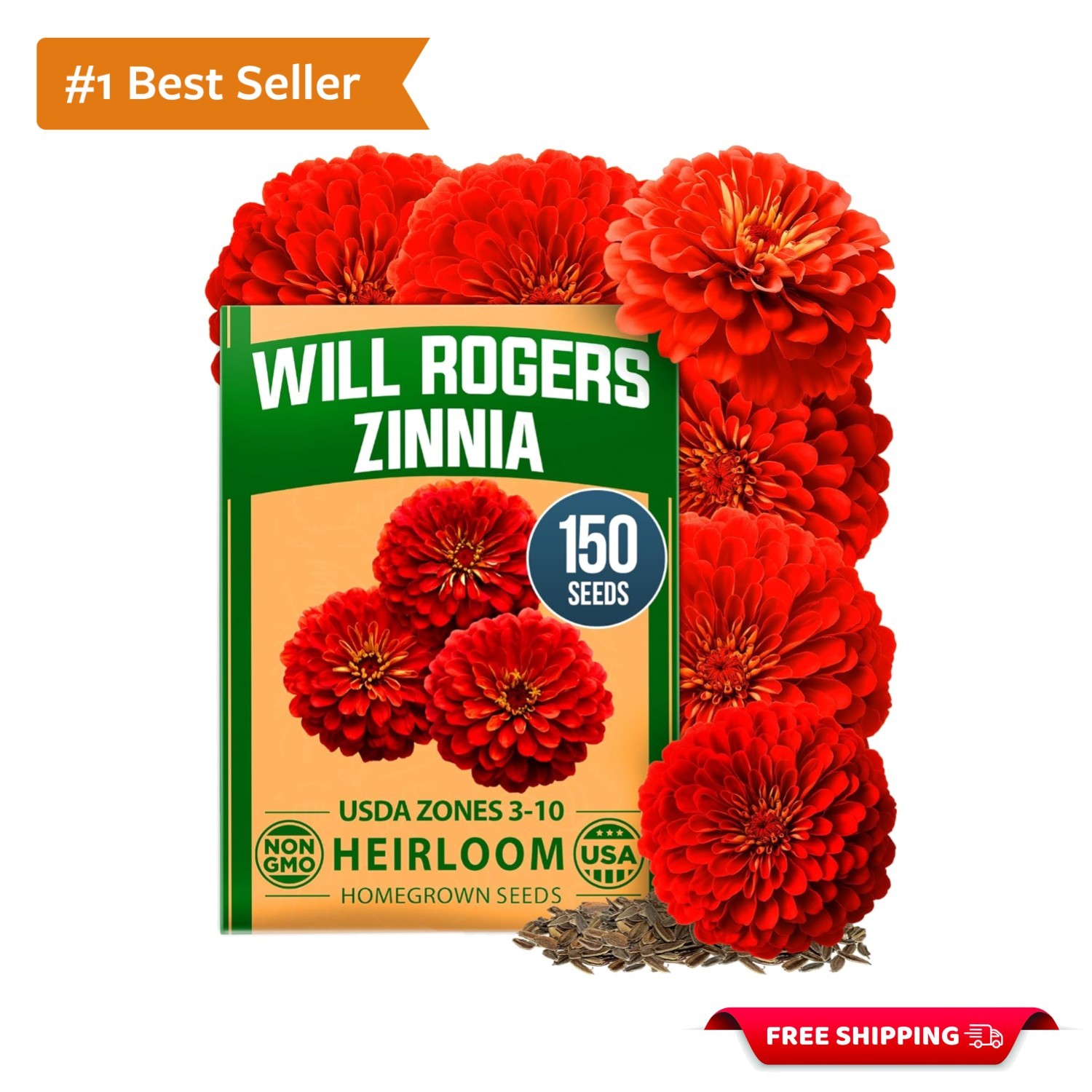 150 Count Will Rogers Zinnia Seeds – High Germination & Low Maintenance Blooms