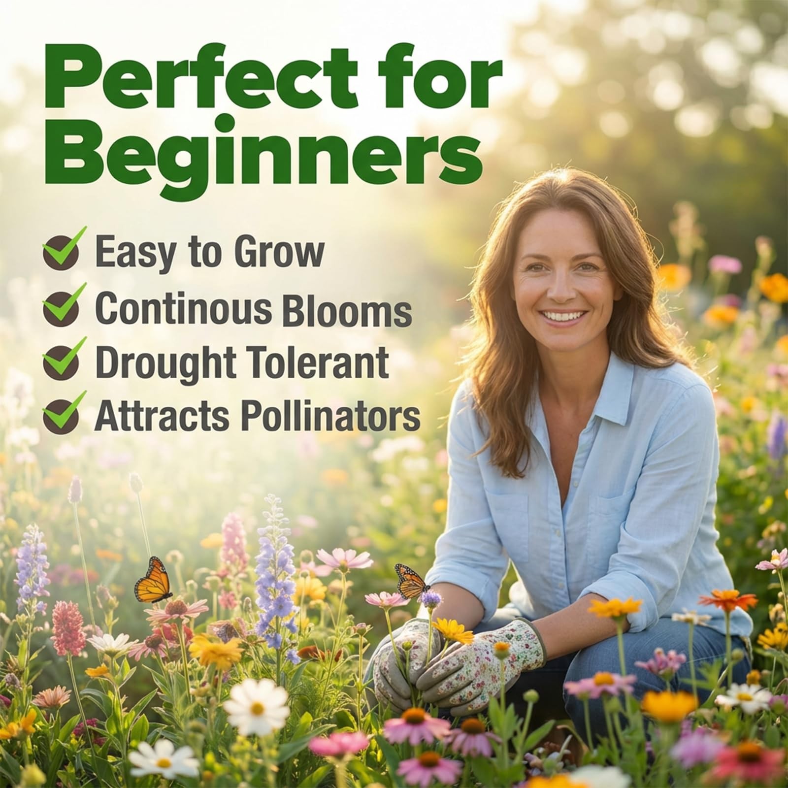 Wildflower Seed Mix 89,400+ NonGMO Seeds for Pollinator Gardens 25