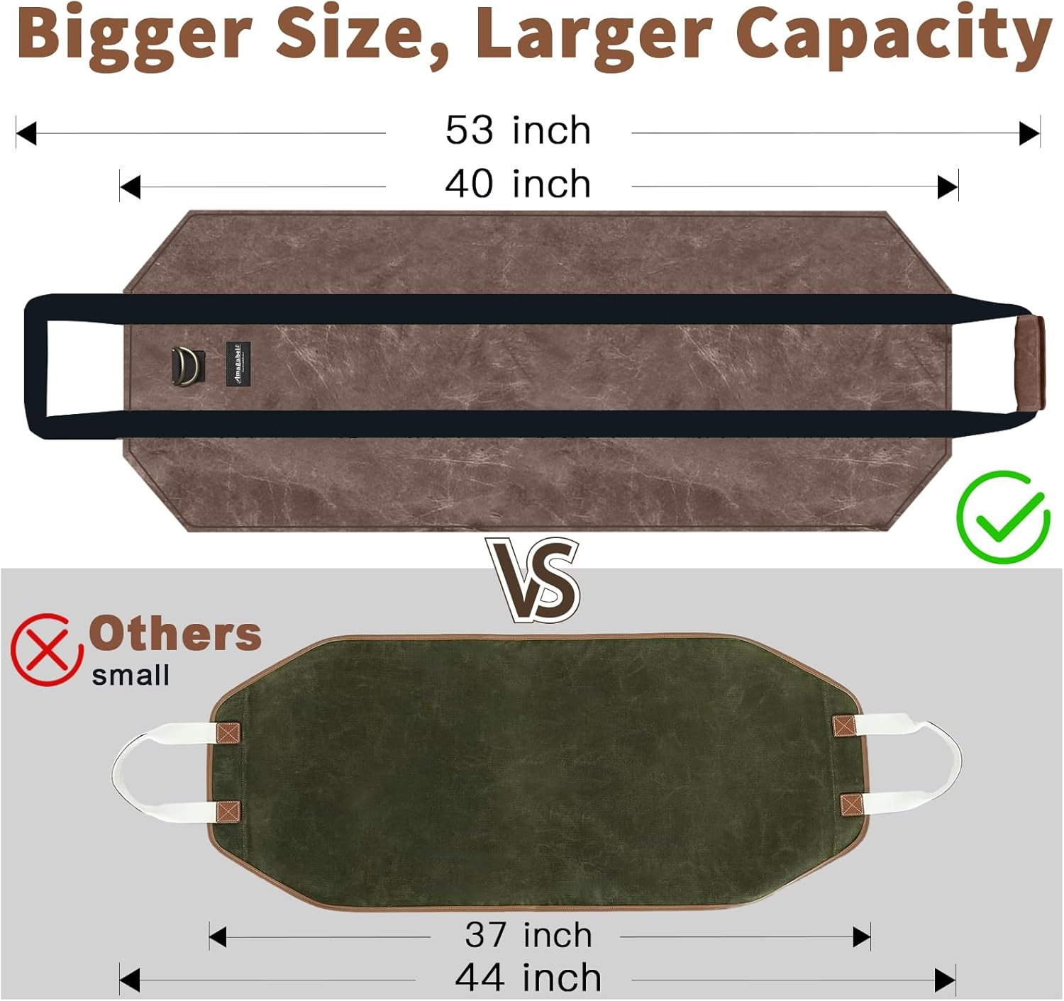 AMAGABELI GARDEN & HOME Firewood Carrier Waxed Canvas Firewood Bag Heavy Duty La