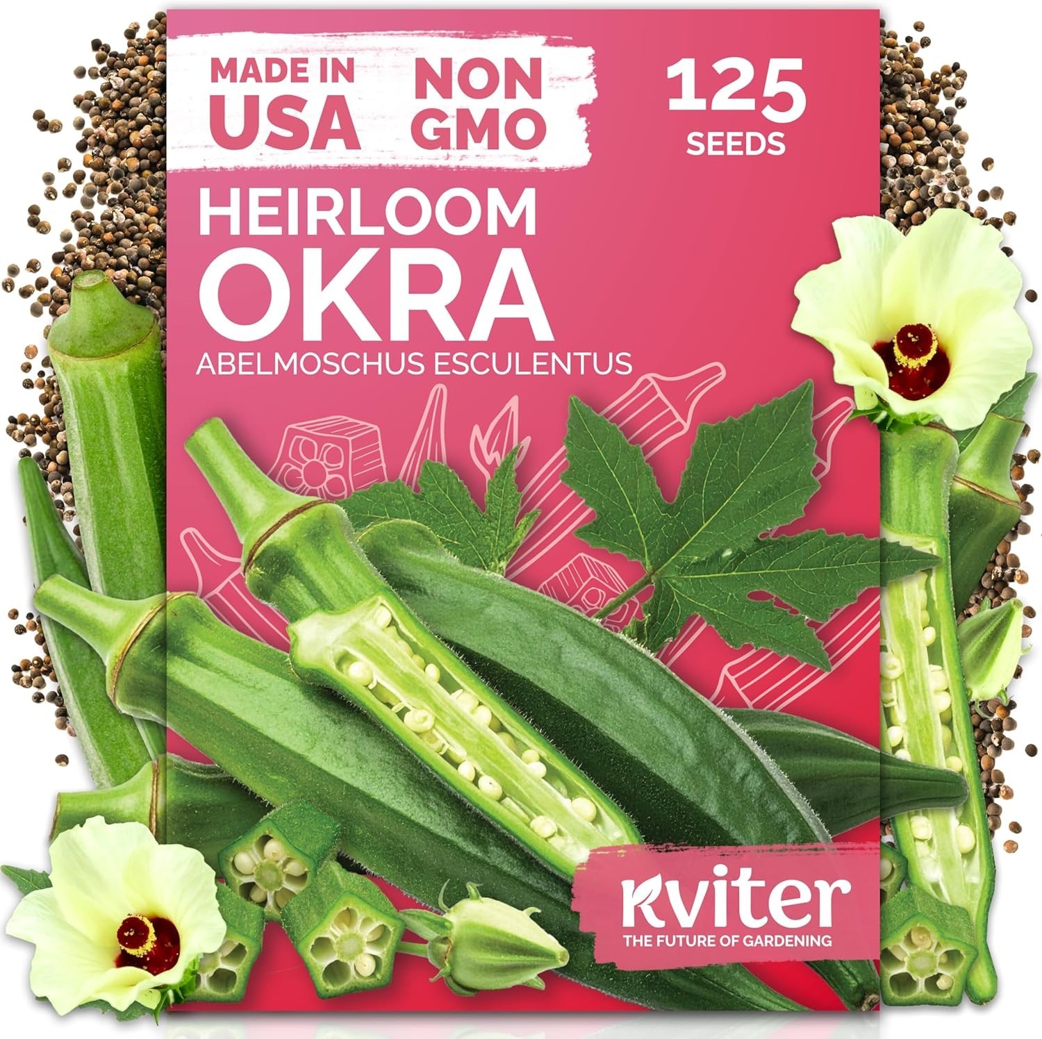125 Organic Clemson Spineless Okra Seeds – Heirloom with High Germination Rate