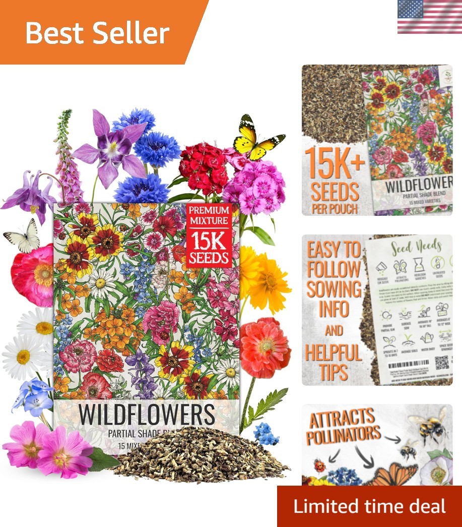 GMO Free Wildflower Seed Collection – 14 Varieties for Shade-Tolerant Gardening