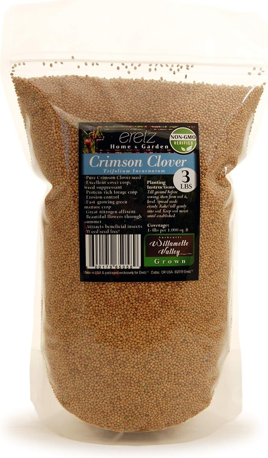 Crimson Clover Seed 3lb – Pure Non-GMO, Excellent for Pollinators & Soil Health
