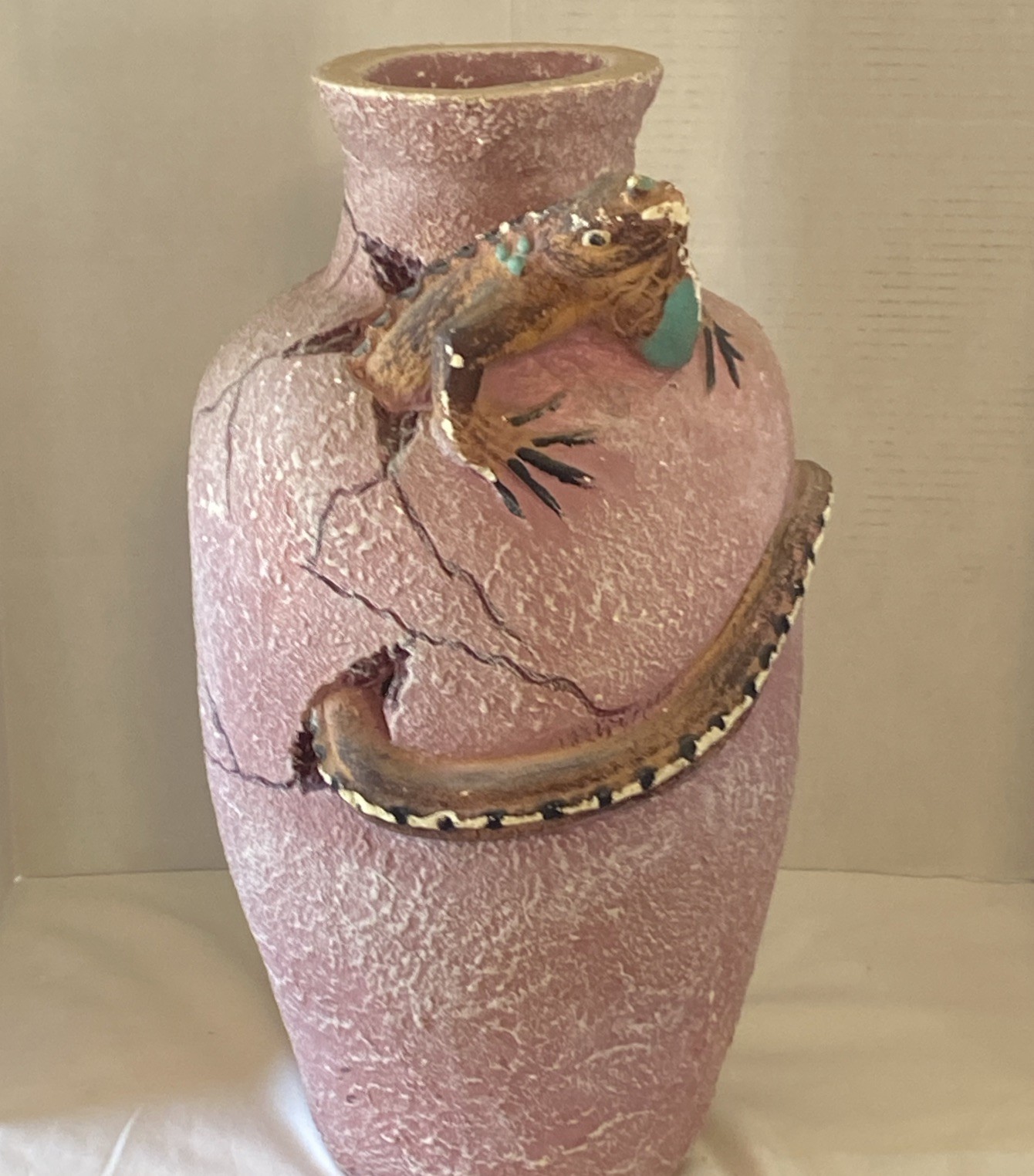 Vintage large Pottery Iguana Pot Garden Decor Handmade 22” Tall