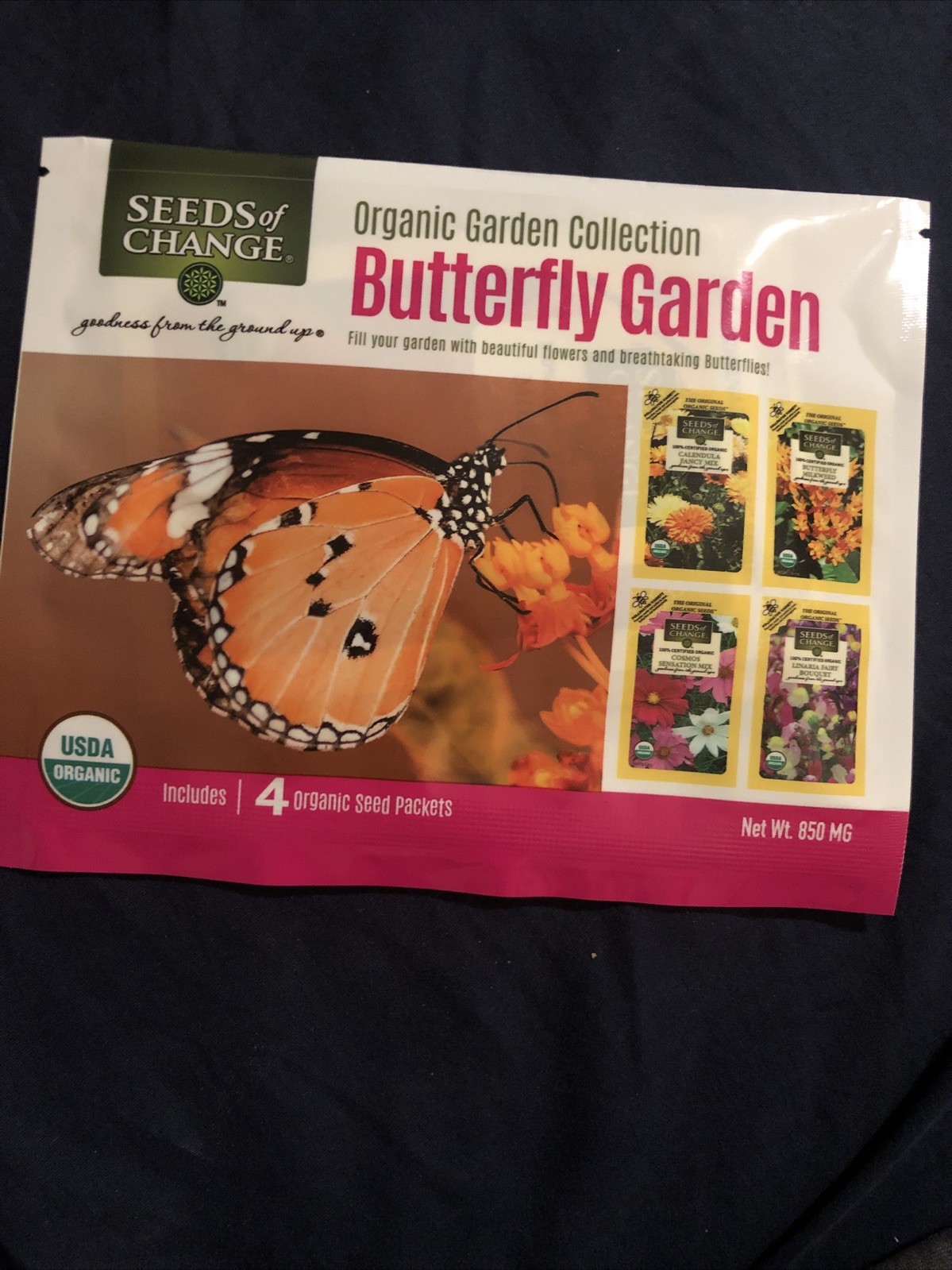 Butterfly Garden Seeds ￼850 Mg Pack Flower “Seeds Of Change” USDA Organic Garden
