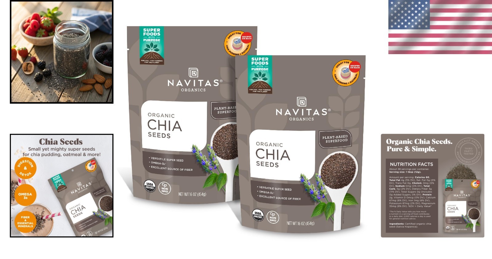 Gluten-Free Chia Seeds 16 oz x 2