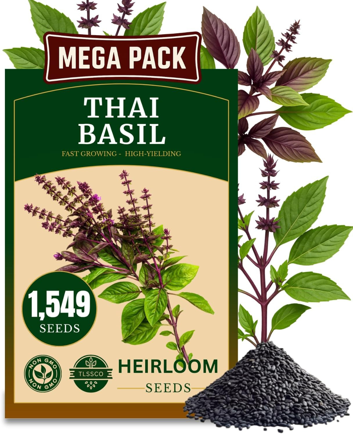 1549+ Thai Basil Seeds, Non-Gmo Herb Seeds for Planting – Fast Growing, High-Yie