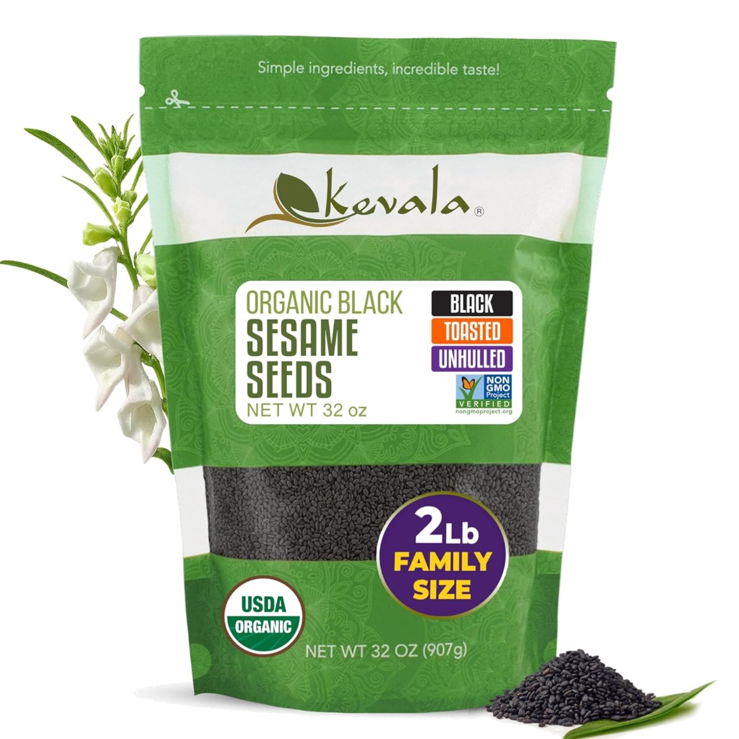 Organic Black Toasted Sesame Seeds – Unhulled Seeds for Baking and Cooking, R…