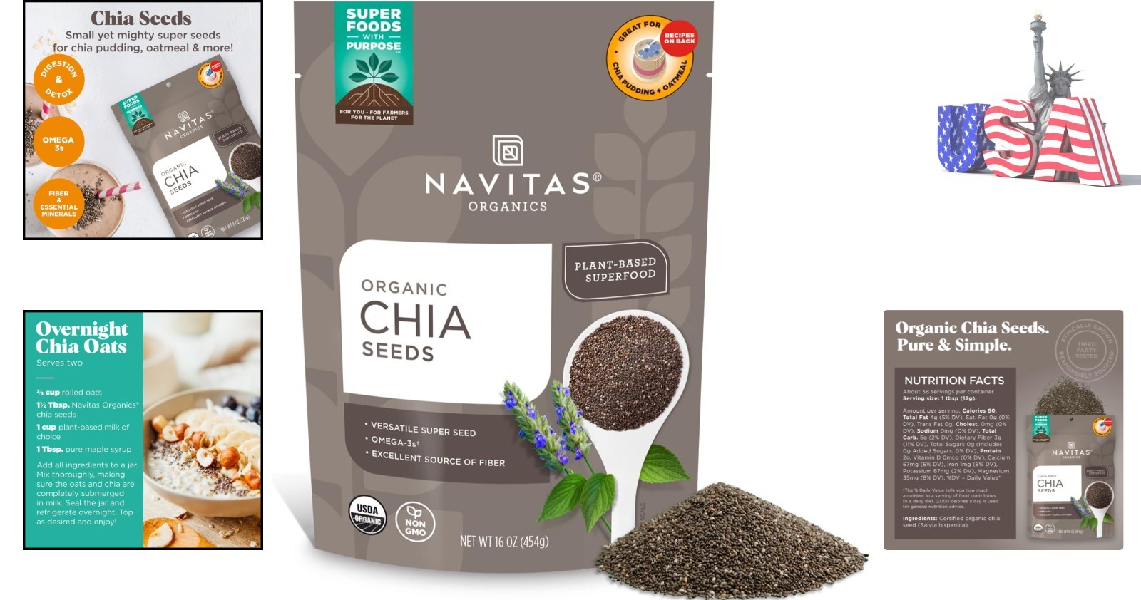 Sustainable Chia Seeds – 16oz Bag, Non-GMO, Kosher Superfood for Healthy Baking