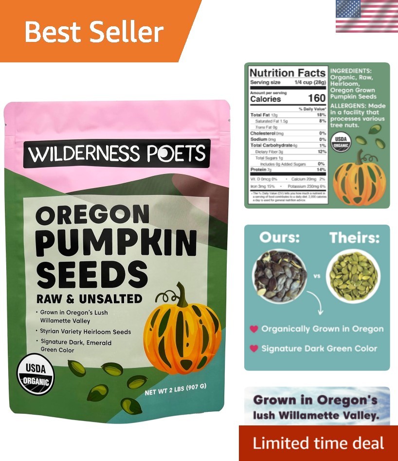 Bulk 2lb Organic Raw Pumpkin Seeds – GMO-Free & Flavorful Heirloom Snack