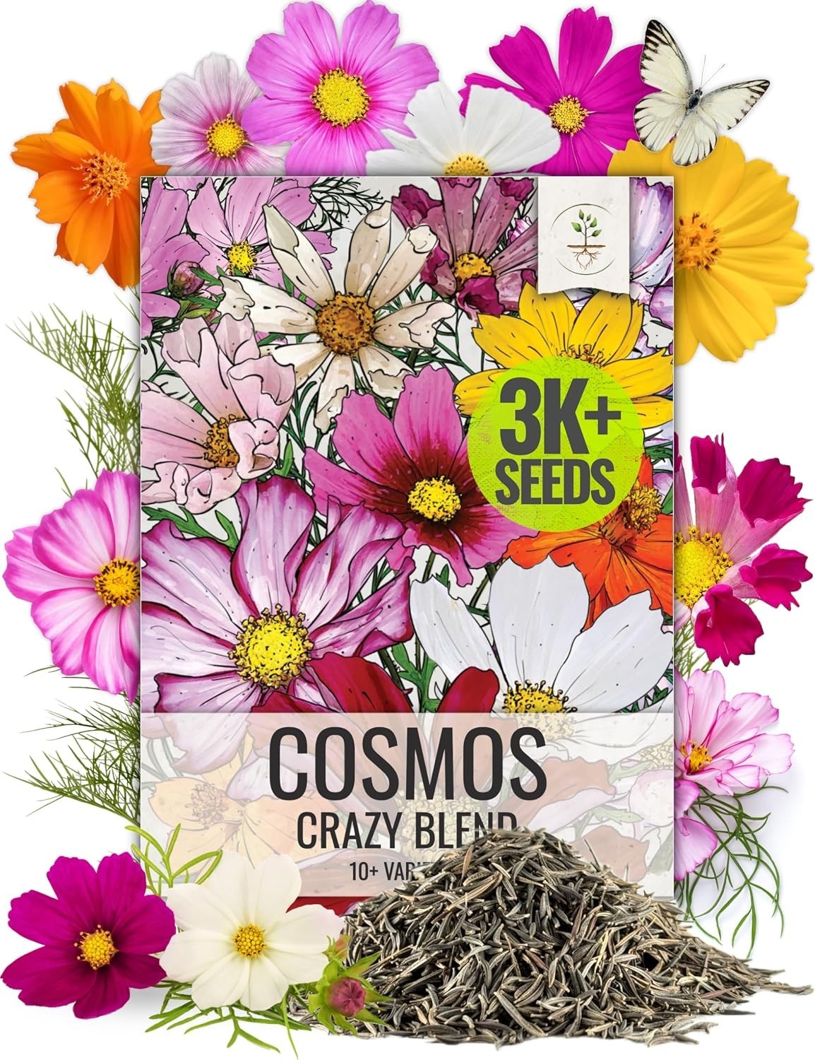 Crazy Cosmos Seeds 3,000 Seeds Annual Wildflower Mixture to Attract Butterflies