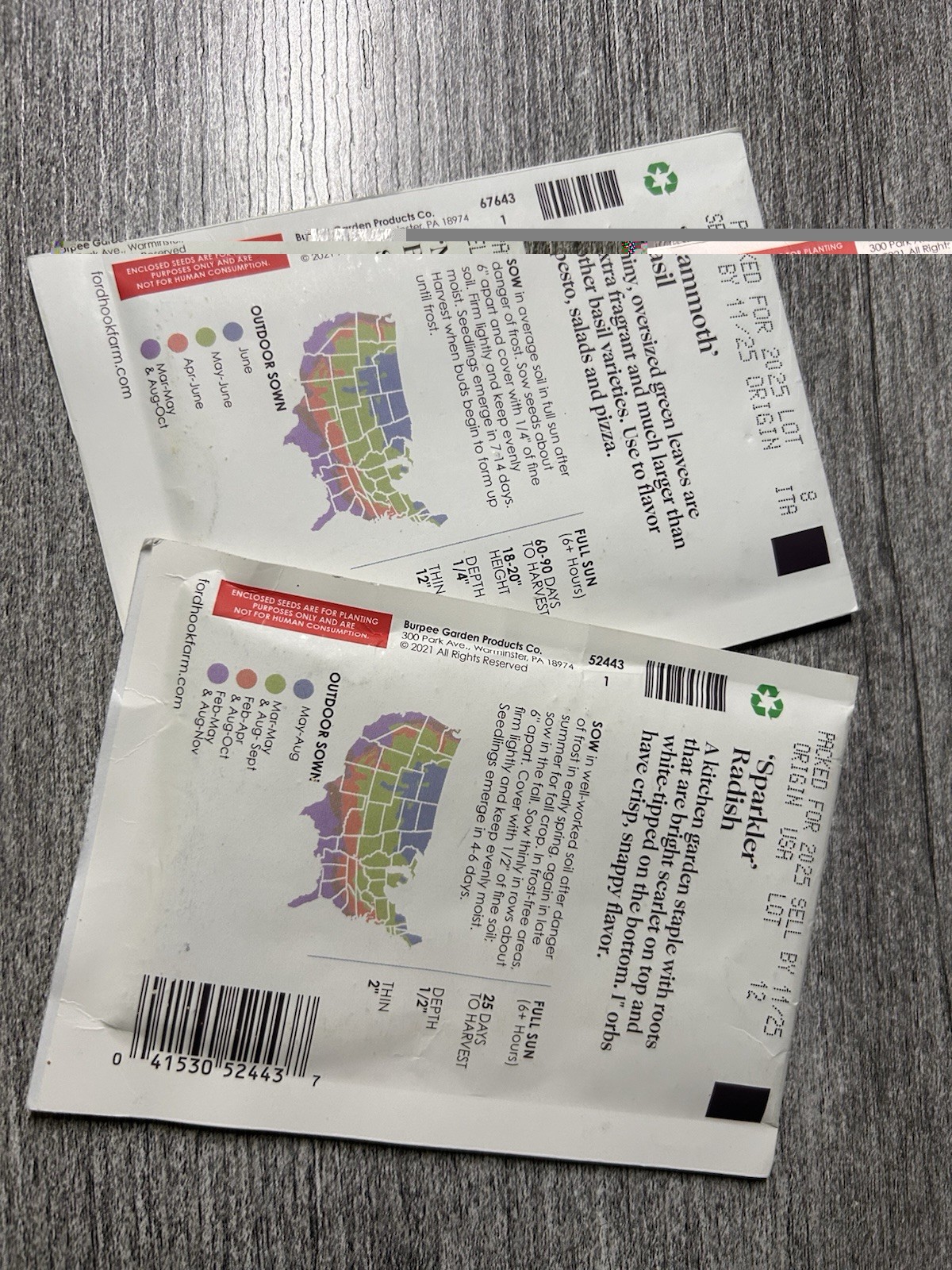 10 Packs Of Seeds Basil, Moss rose, Clarkes Blue, Clemson, Beet, Mammoth, Radish