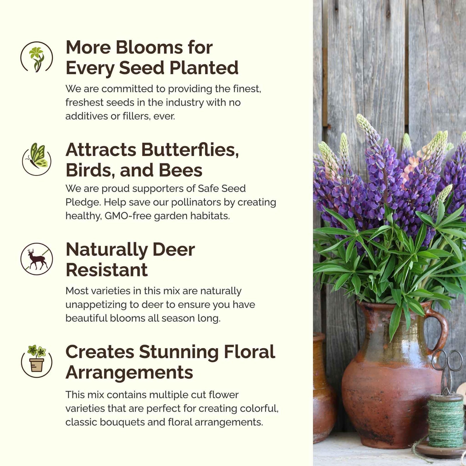 Perennial Wildflower Seed Mix – 120,000+ Seeds for Planting, Attracts Pollinator