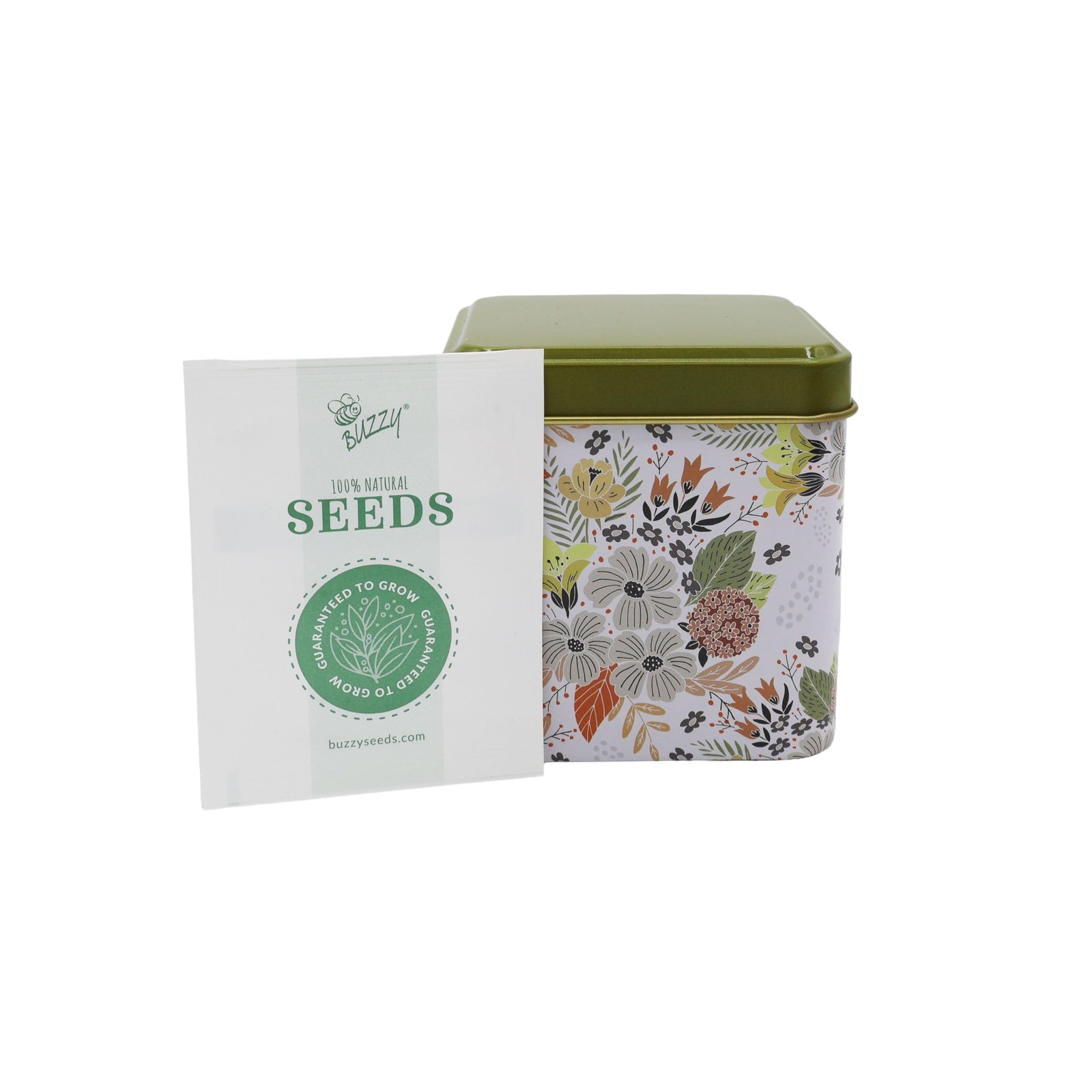 BUZZY Seeds Herbal Tea Garden Grow Kit 3 Square Tin Planters with Lavender