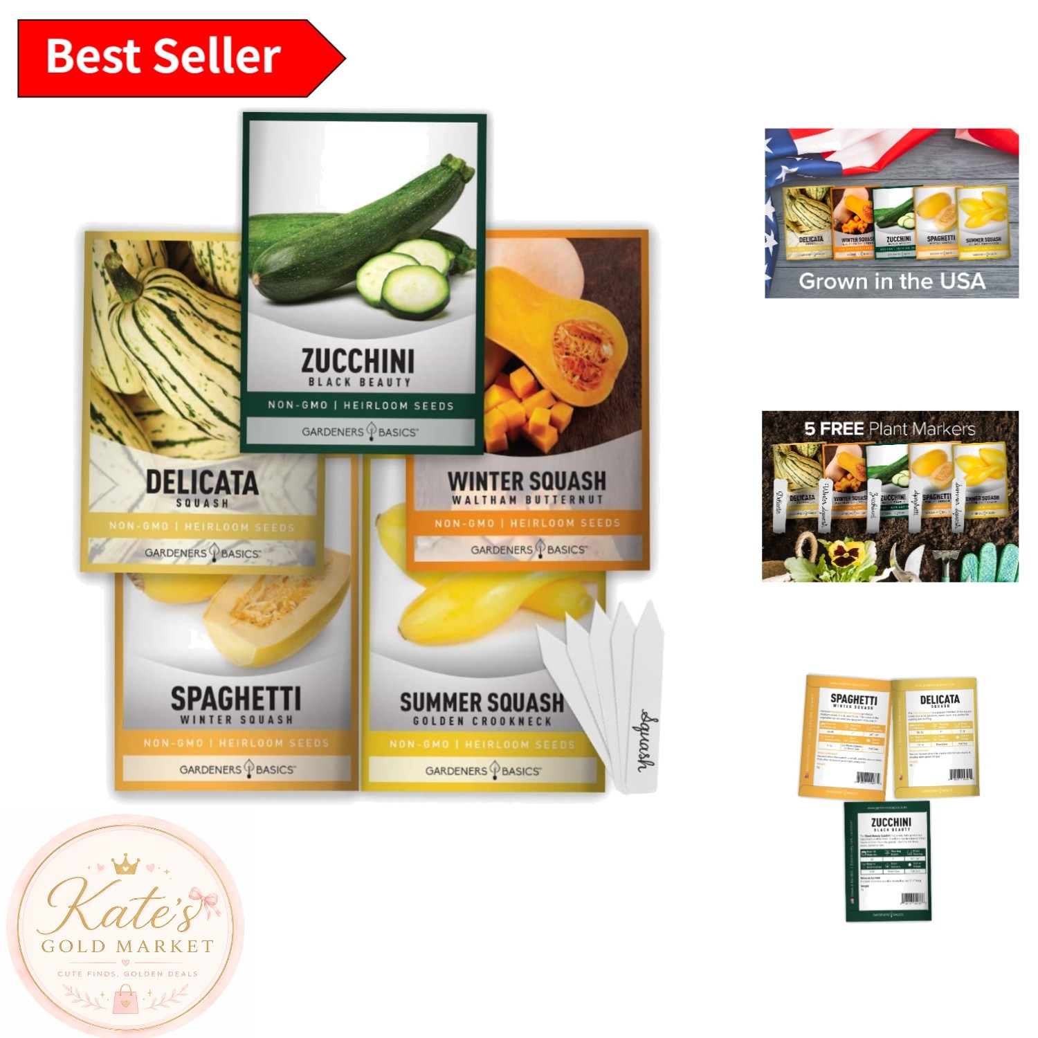 Non-GMO Squash Seeds Collection – Zucchini, Delicata & Spaghetti for Your Garden