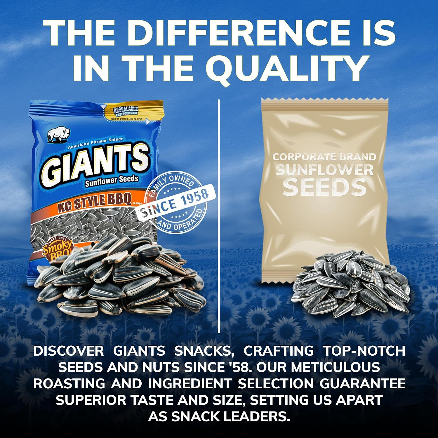 GIANTS KC Style BBQ Sunflower Seeds – Sunflower Seeds Bulk, Roasted Sunflower Se