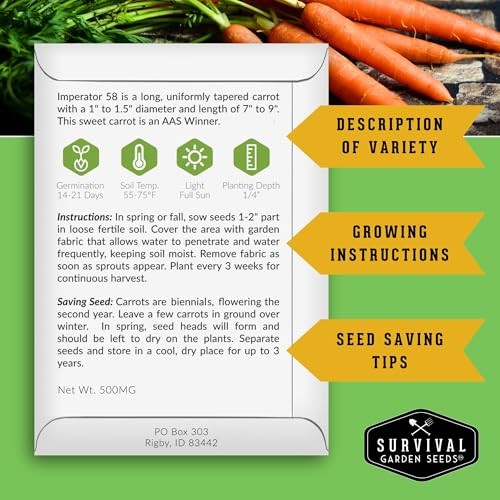 Imperator 58 Carrot Seeds for Planting – Grow Long, Straight, Sweet Carrots 1