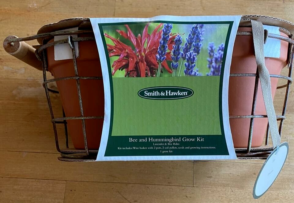 Smith & Hawken Grow Kit Lavender & Bee Balm Wire Basket 2 Pots Seeds 2 Soil Pell