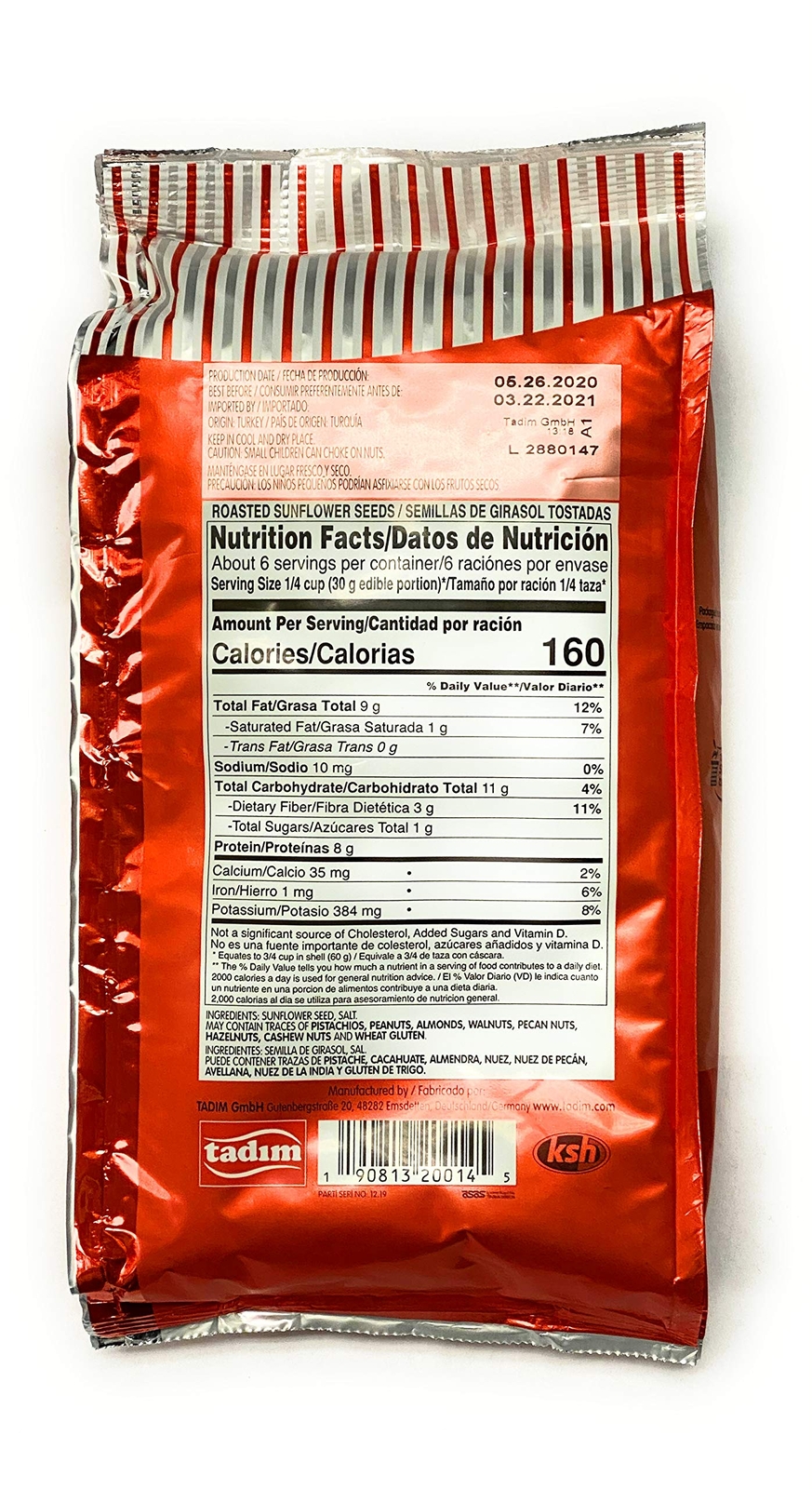 Tadim Salted Sunflower Seeds 10.5 oz Pack of 4 Imported from Germany