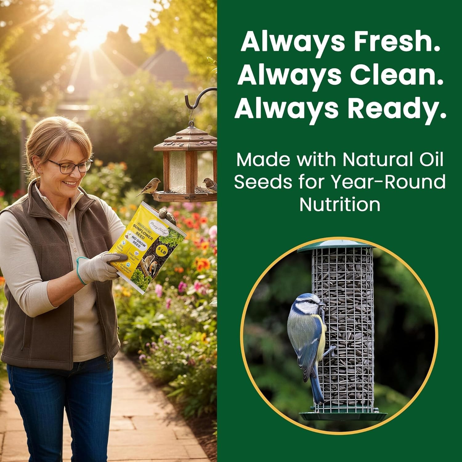 High-Energy Black Sunflower Seed Bag for Attracting Wild Birds -Round