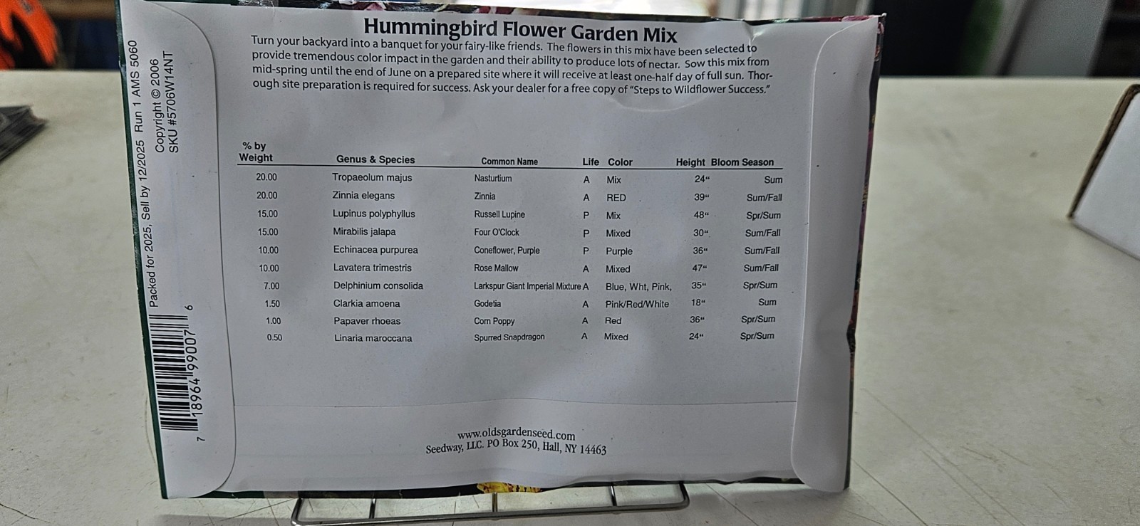 Hummingbird Flower Garden Mix, Perennial & Annual Species Sows 400 sq ft