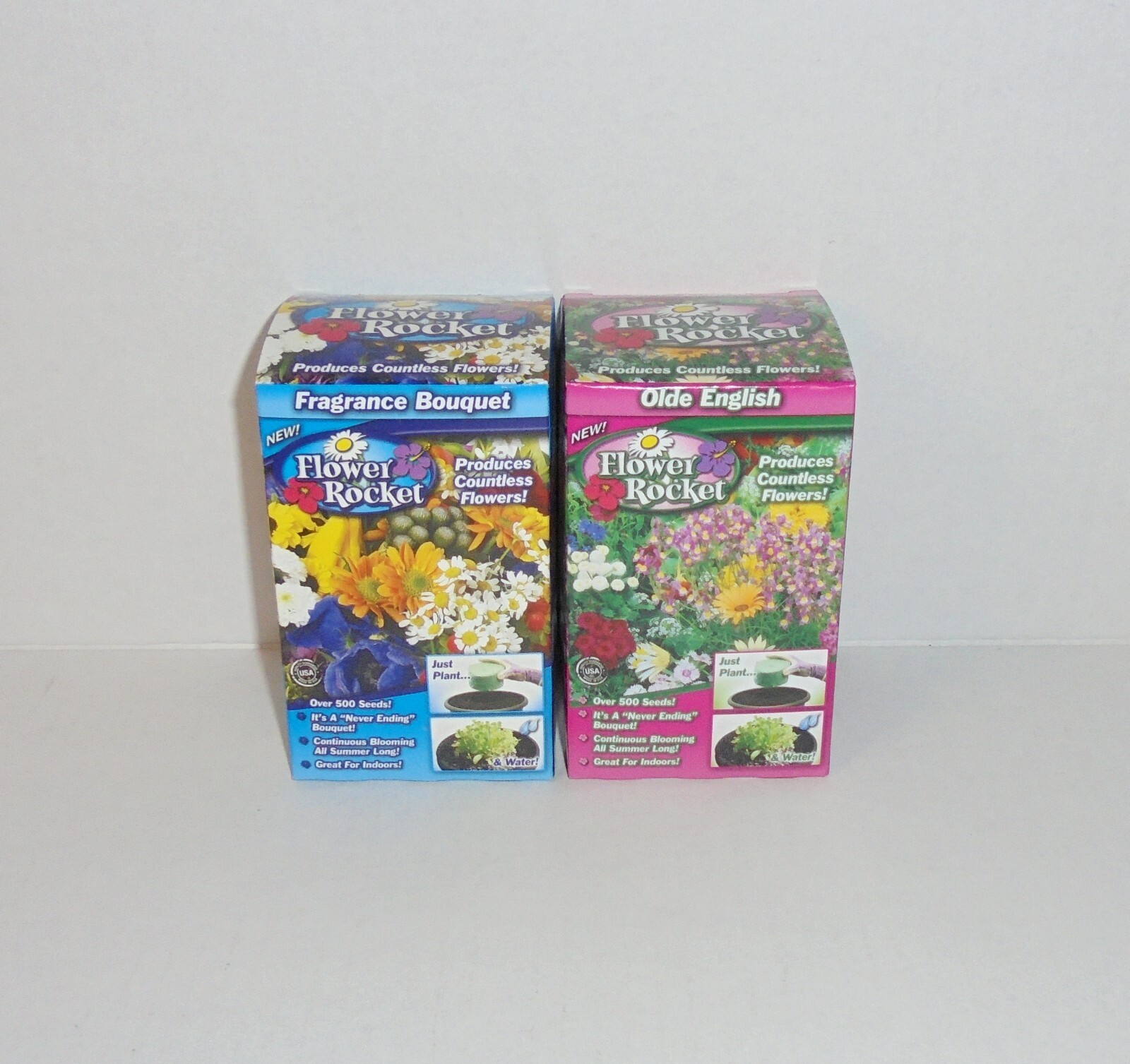 Flower Rocket Lot Of 2 Fragrance Bouquet & Olde English Seeds Flower Garden NEW