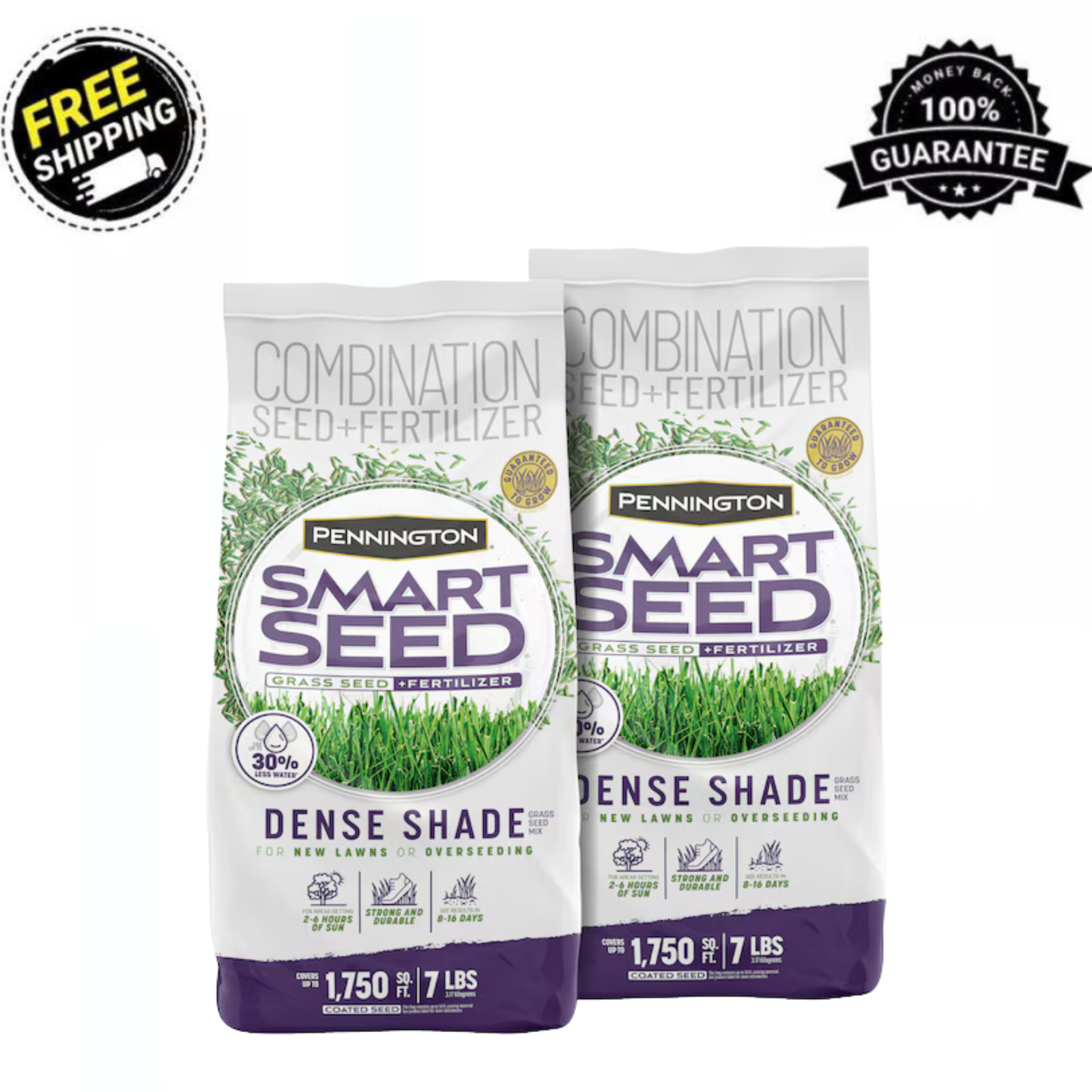 2 Pack | Pennington Smart Seed Dense Shade 7 lb Tall Fescue Grass Seed Mix Lot