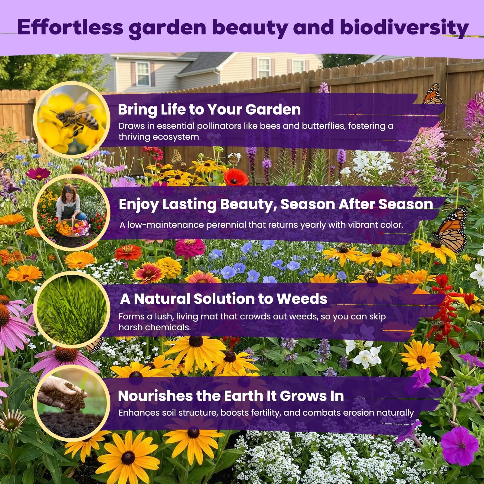 200,000+ Wildflower Seeds Bulk (4oz) – 16 Varieties Perennial & Annual Mix, A…