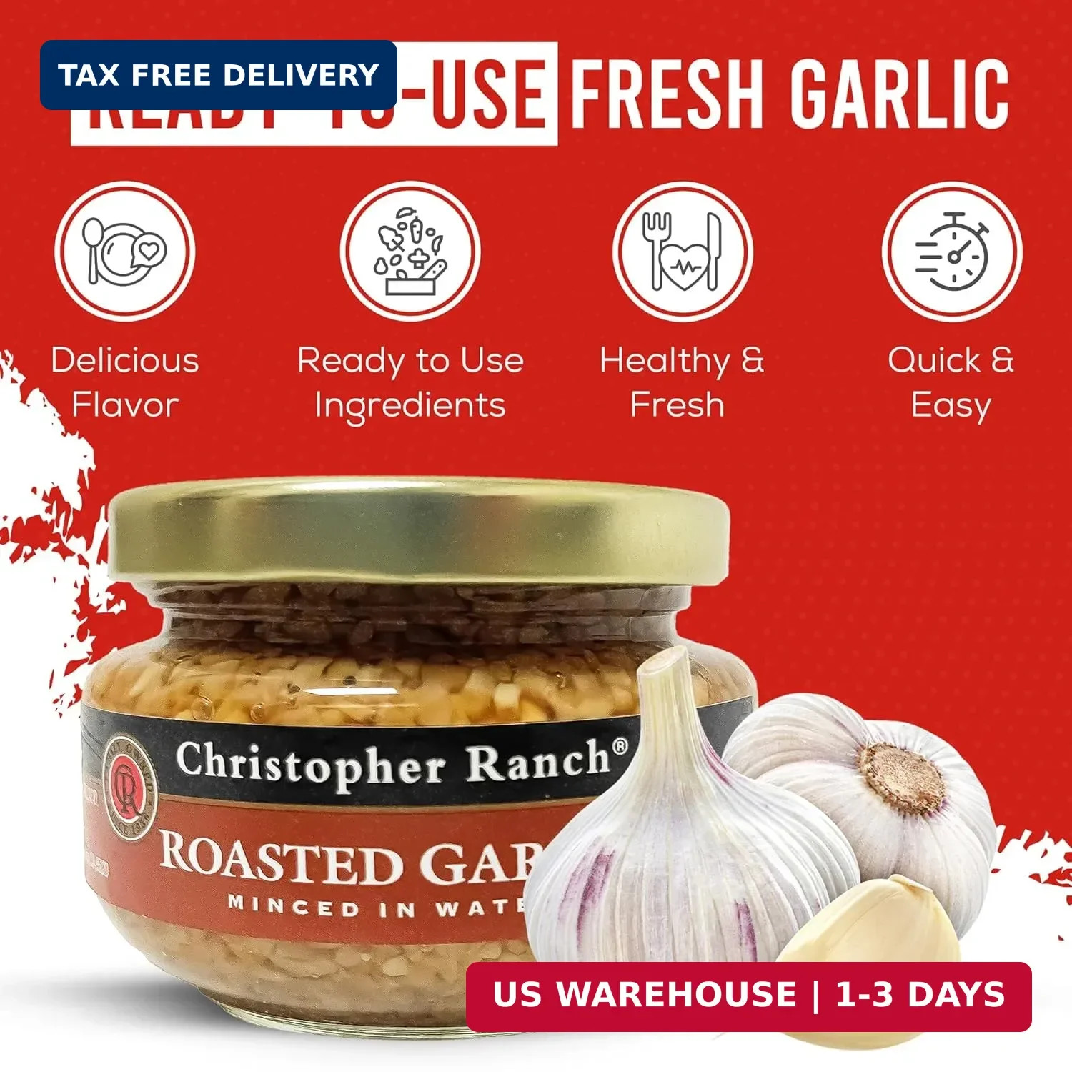 Christopher Ranch Minced Roasted Garlic in Water, California Grown Fresh, Pre-Mi