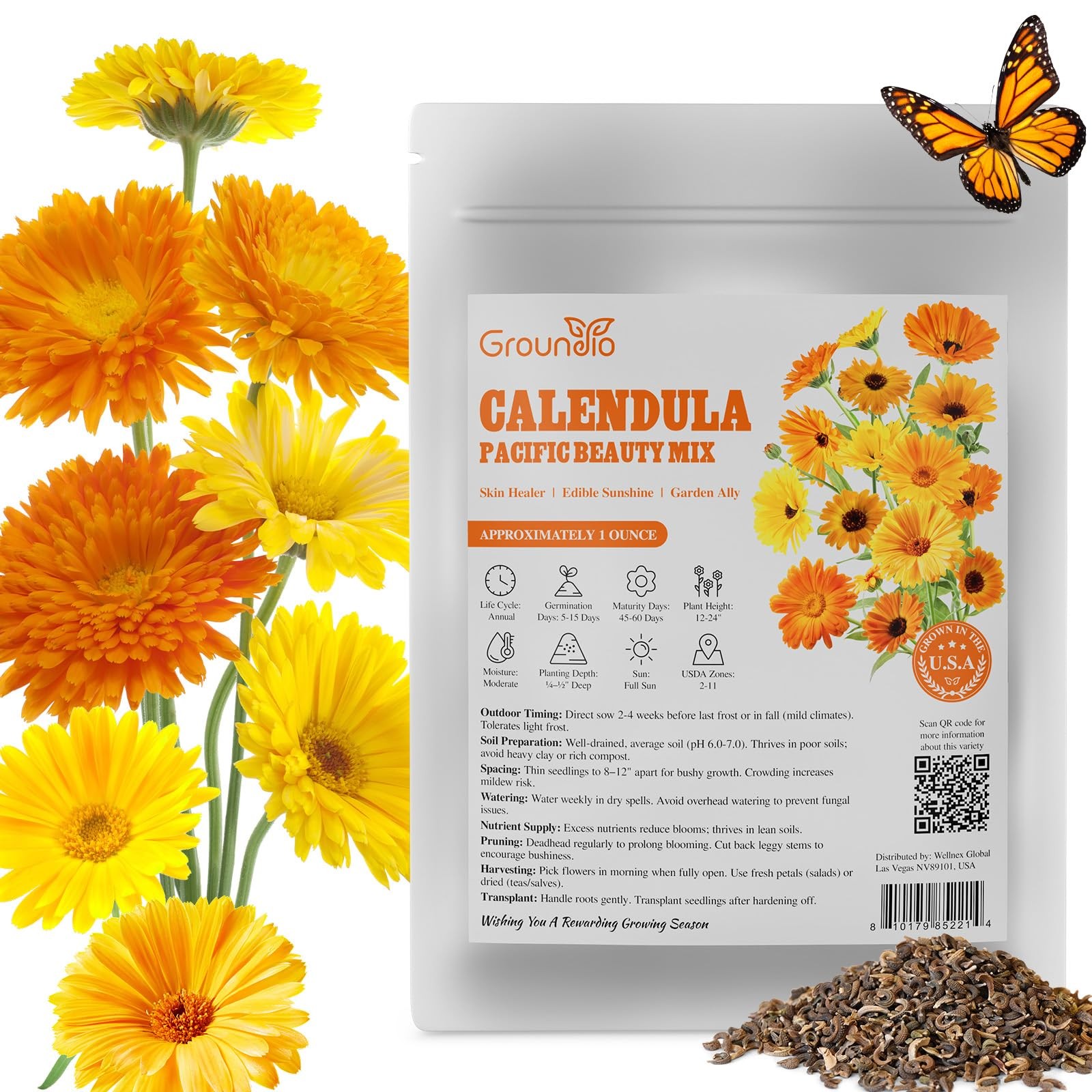 Calendula Seeds Pacific Beauty Mix, 3000+ Calendula Officinalis Seeds, Open P…