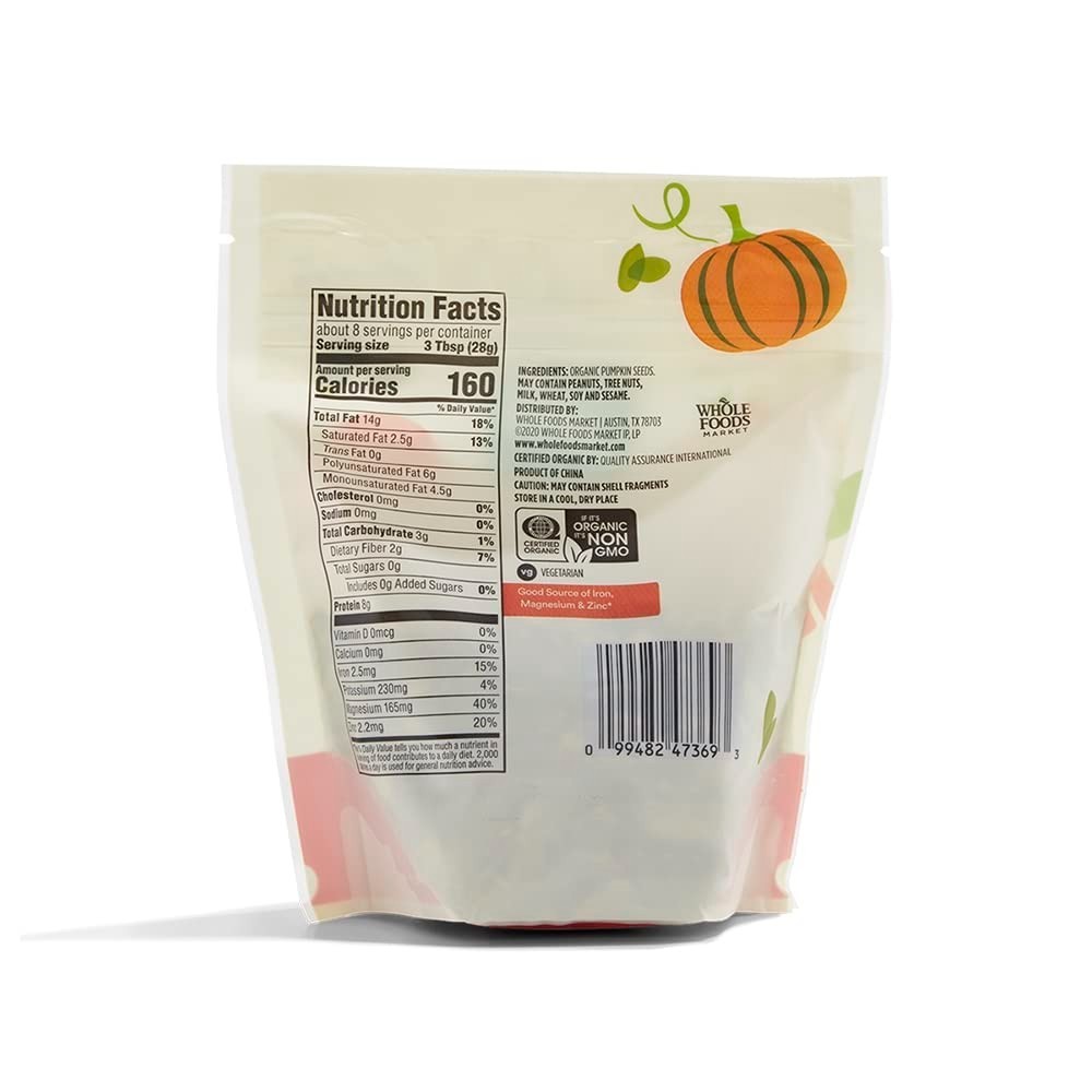 Pumpkin Seeds 8 oz Bag – Whole Unsalted Unroasted Kosher Pure Superfood