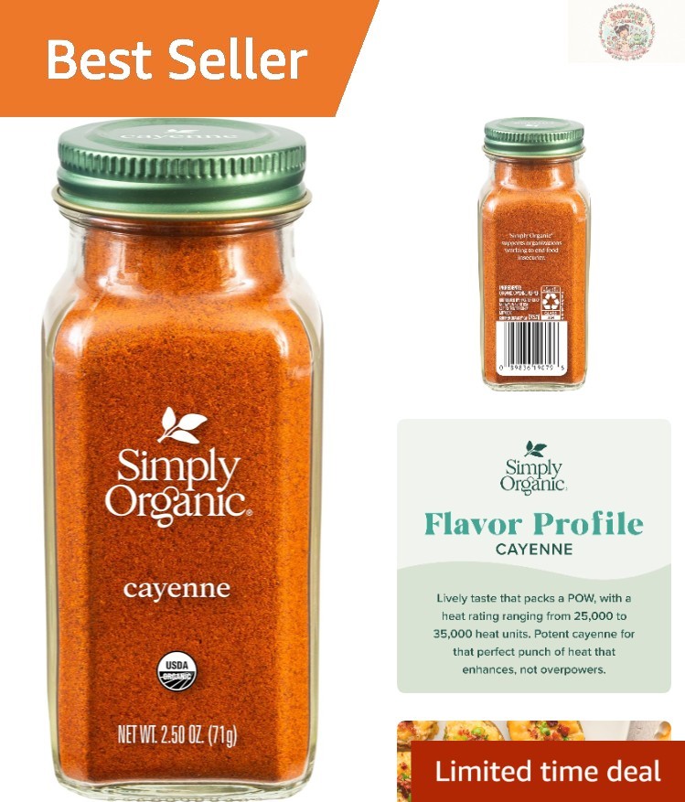 Organic Cayenne Pepper 2.50 Ounce – Fiery Flavor, No GMOs, and Kosher Certified
