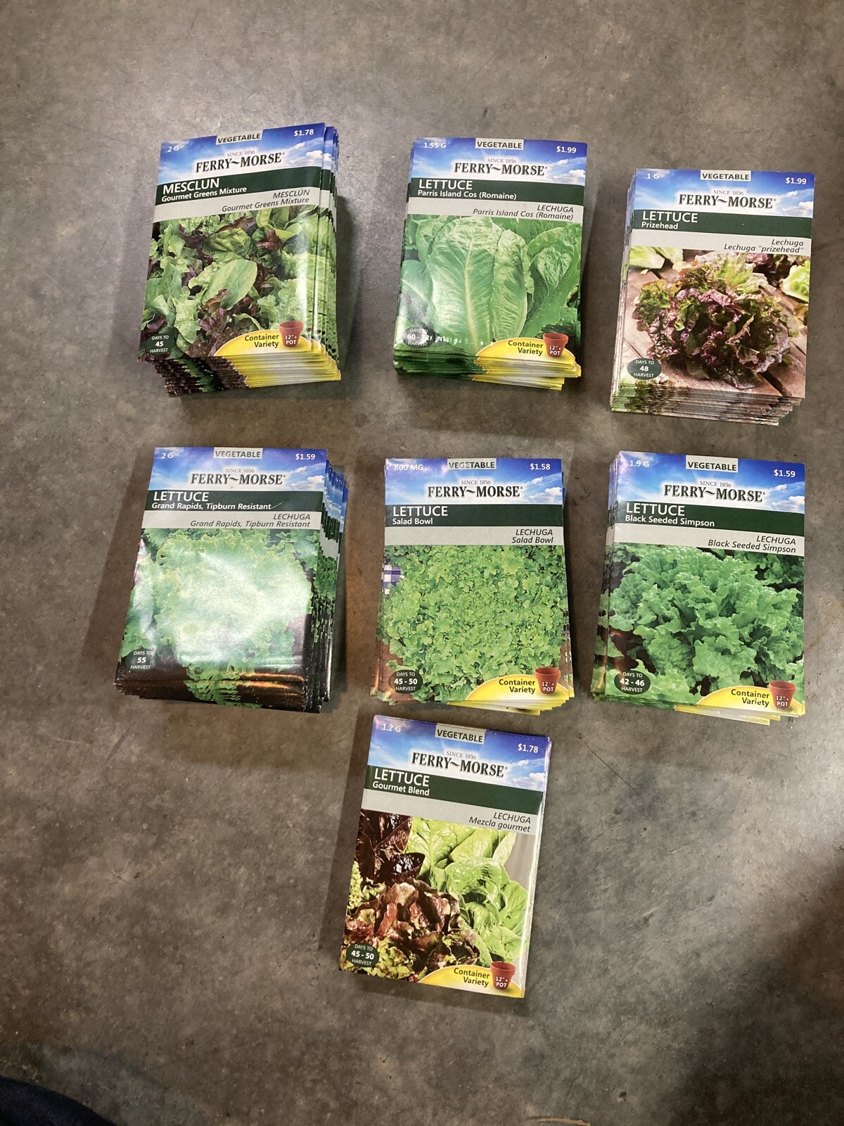 130 Ferry Morse Lettuce Seed Packs 7 Kinds Vegetable Free Shipping