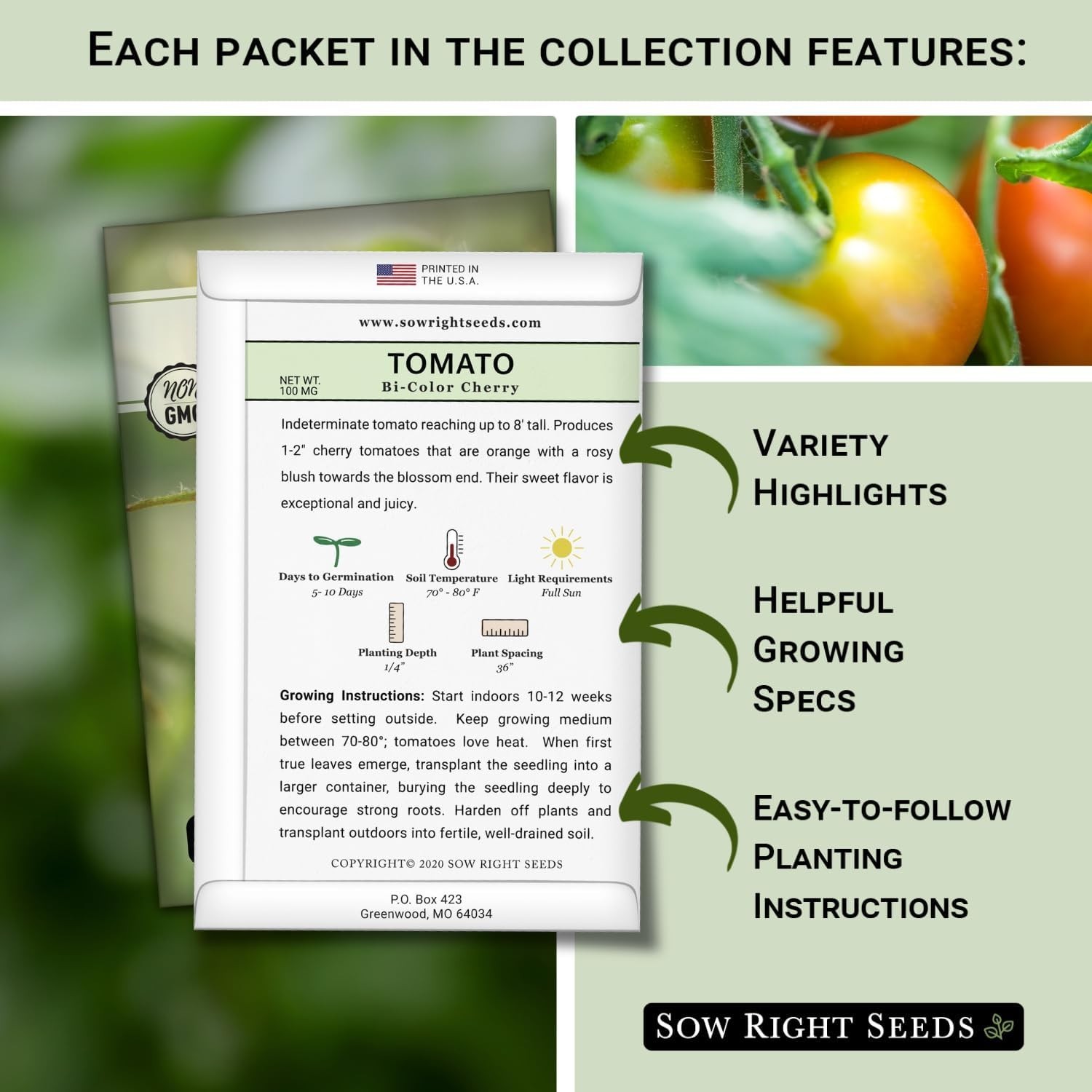 Cherry Tomato Seed Collection for Planting – Black, Large Red, White, Orange,…