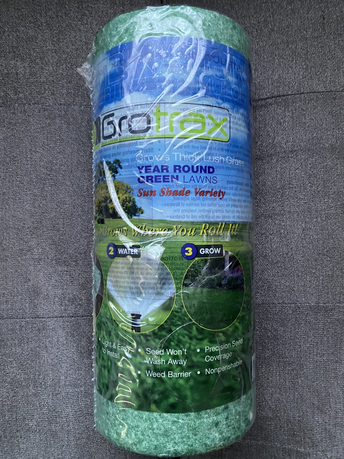 Grotrax Quick Fix Year Round Green Mixture Grass Roll Seed Mat 1×50 feet USA NEW