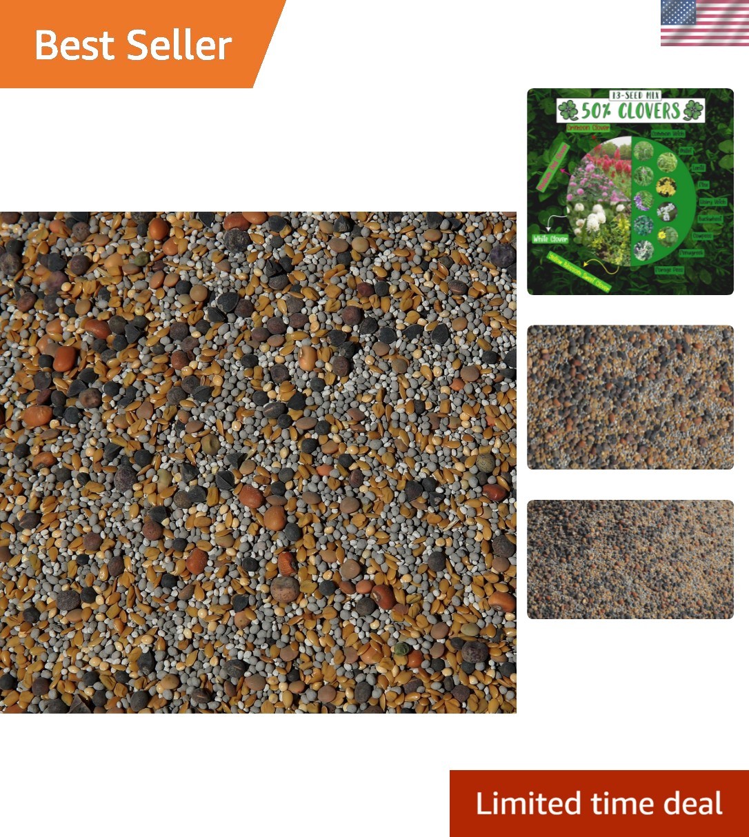 GMO-Free 13-Seed Mix for No-Till Gardening – ½-lb Soil Enrichment Solution