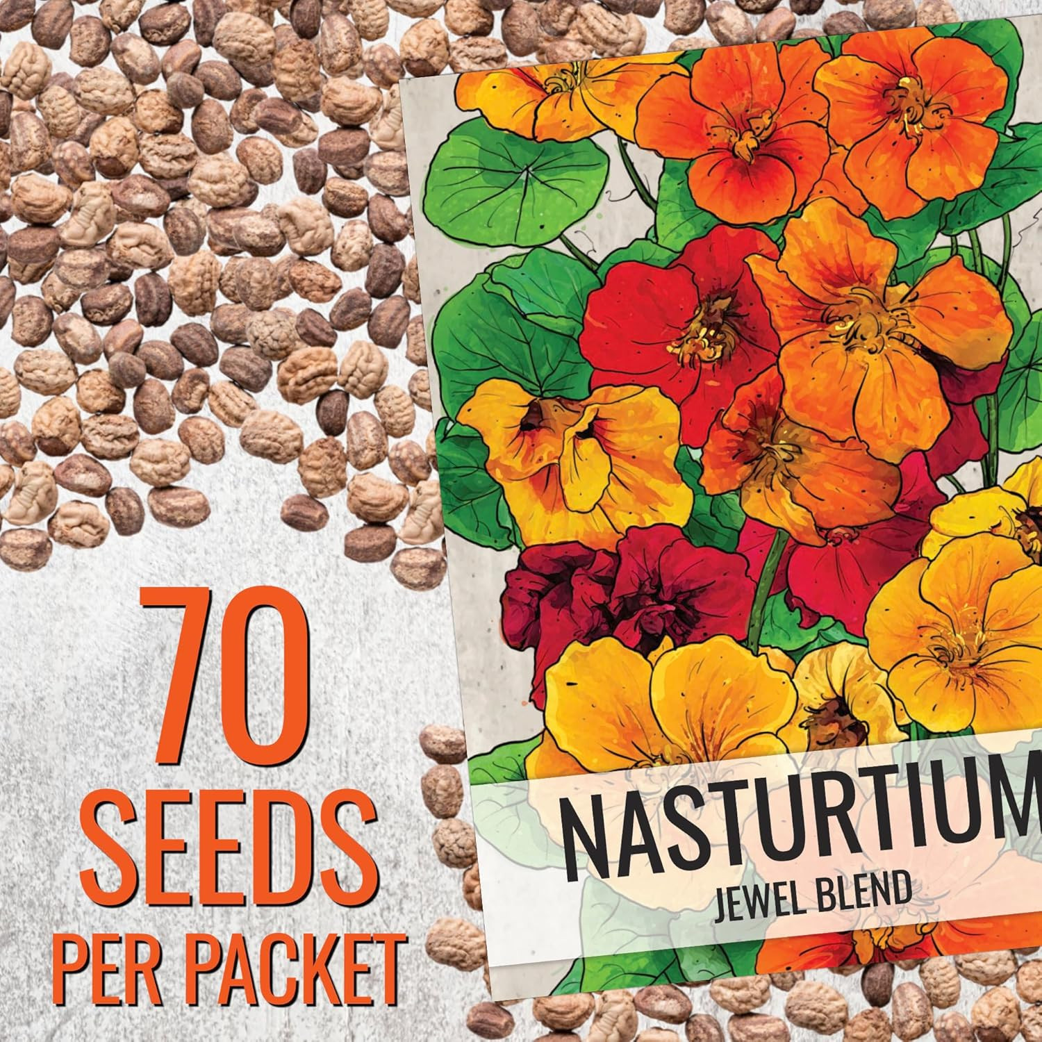 Nasturtium Seeds for Planting Jewel Blend – Heirloom Untreated & Open Pollinated