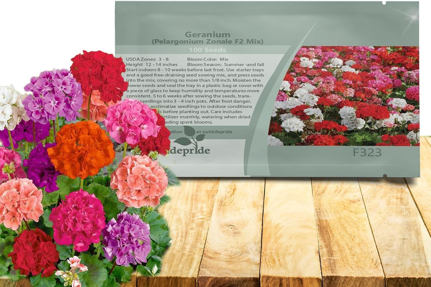 Geranium Flower Seeds Mix 100 Pack Annual for Pots Borders Summer Garden