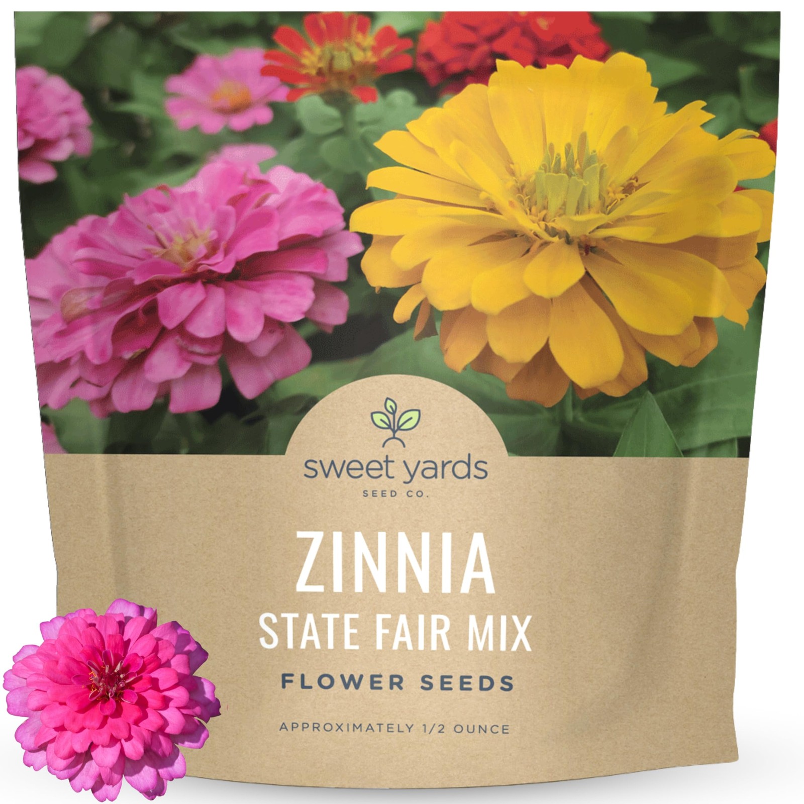 Zinnia Flower Seed Packet – 1/2 Ounce with 1,000 Seeds for Planting