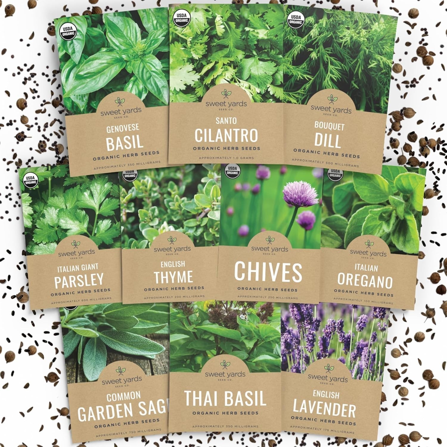 10-Piece Non-GMO Organic Herb Seeds Pack – Perfect for Indoor & Outdoor Gardens