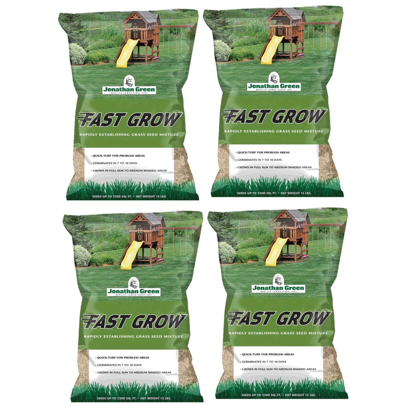 Jonathan Green (#10830) Fast Grow Grass Seed Mixture, 15lb bag, 4 Pack